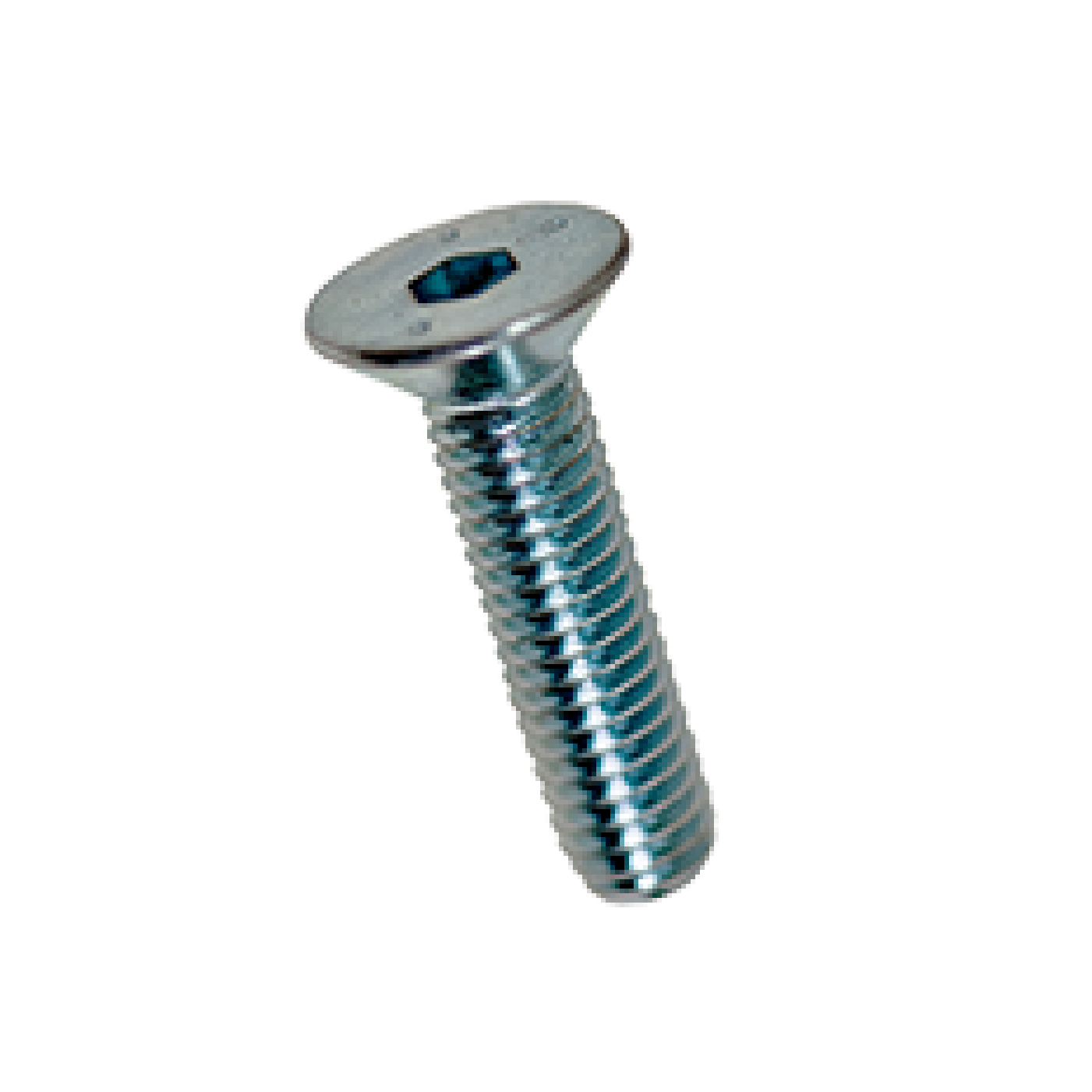 Vis à tête fraisée à six pans creux entièrement filetée, M8 x 40mm, acier 8.8, zingué bleu