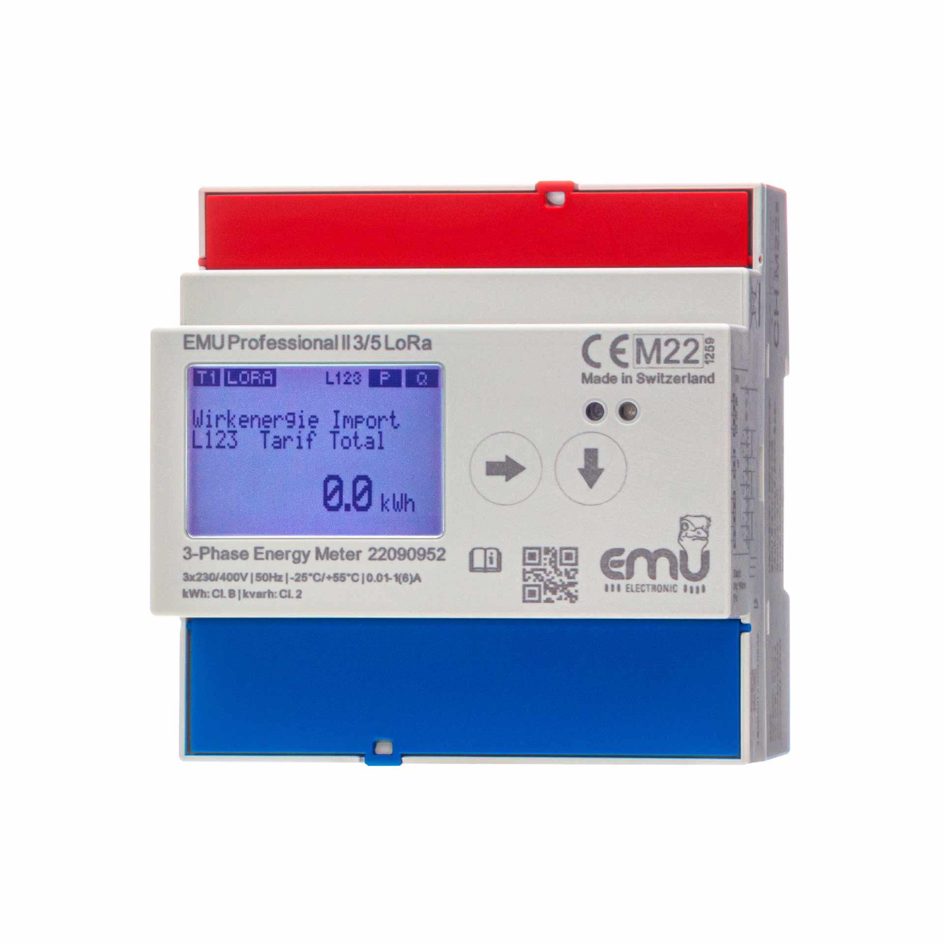 Contatore di energia EMU Professional II 3/5, LoRa, omologazione MID B+D, misura del trasformatore 3PN