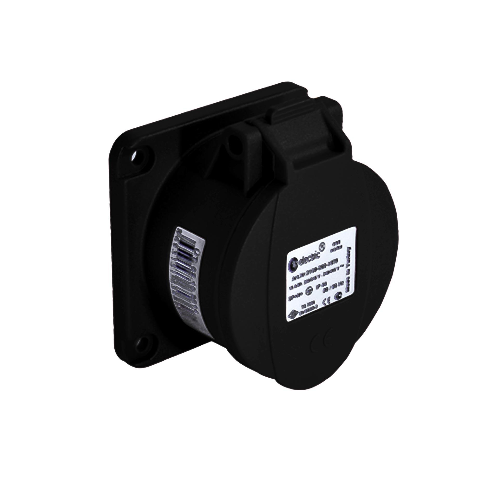Presa rapida CEE 32A 5P 7h, 3PNE 400-500V, versione diritta, contatti nichelati, sistema QC
