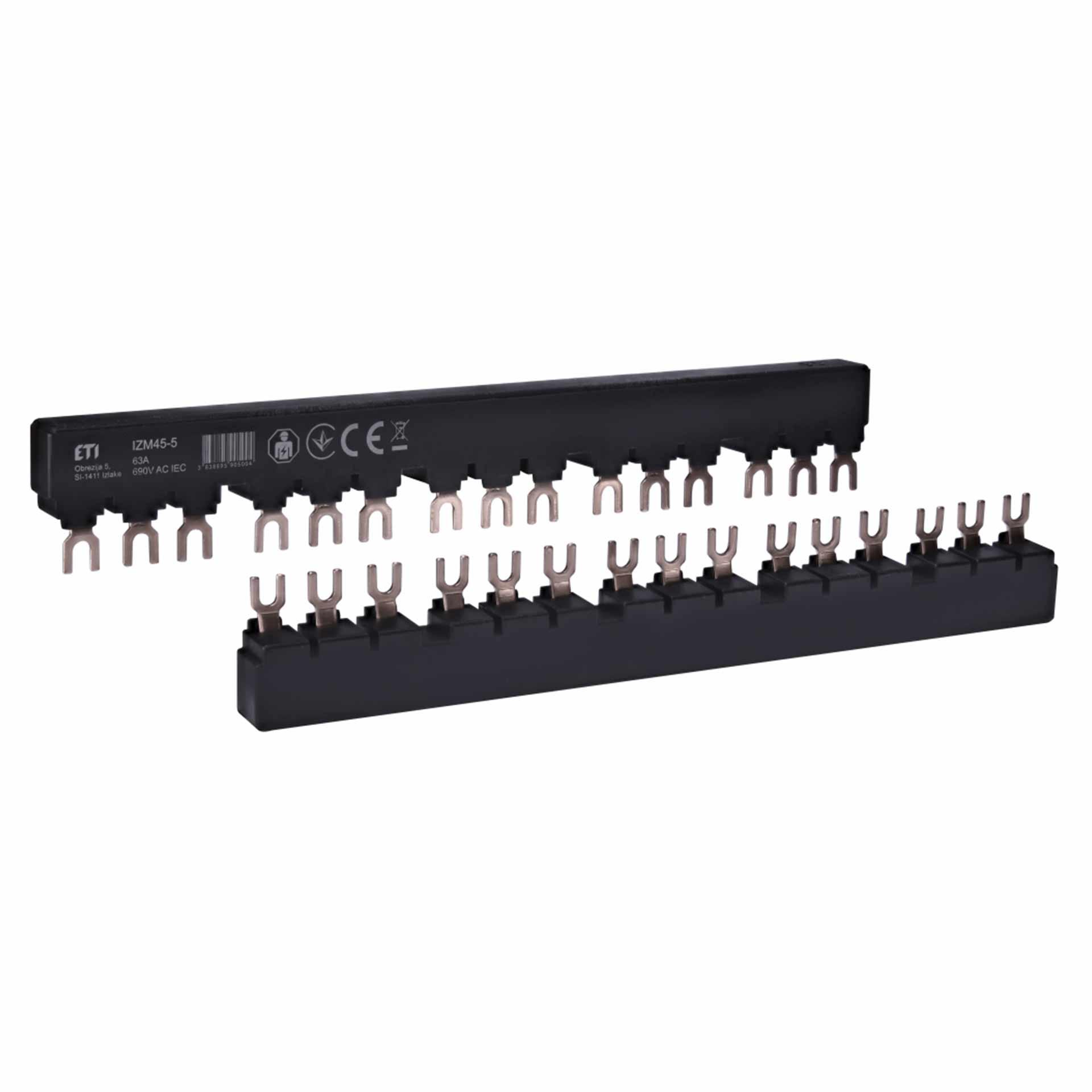 Sbarra di fase bifilare isolata IZM45-5, 10 mm², 63A, per interruttore automatico di protezione motore MPCB, MPE25, MSPO, MS25 Sbarra di fase bifilare isolata IZM45-5, 10 mm², 63A, per interruttore automatico di protezione motore MPCB, MPE25, MSPO, MS25
