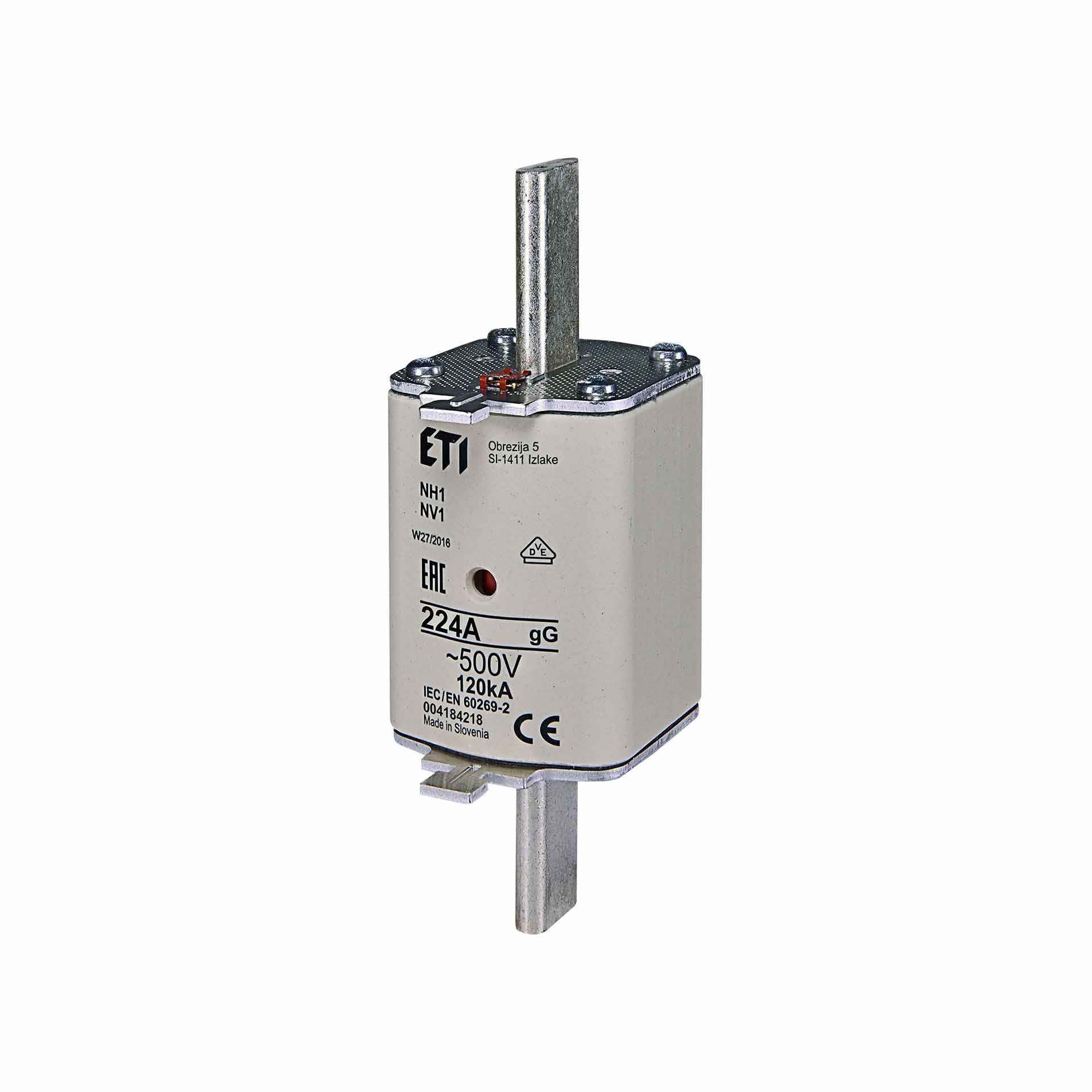 Fusibile NH taglia 1 224A, caratteristica gL-gG 500V
