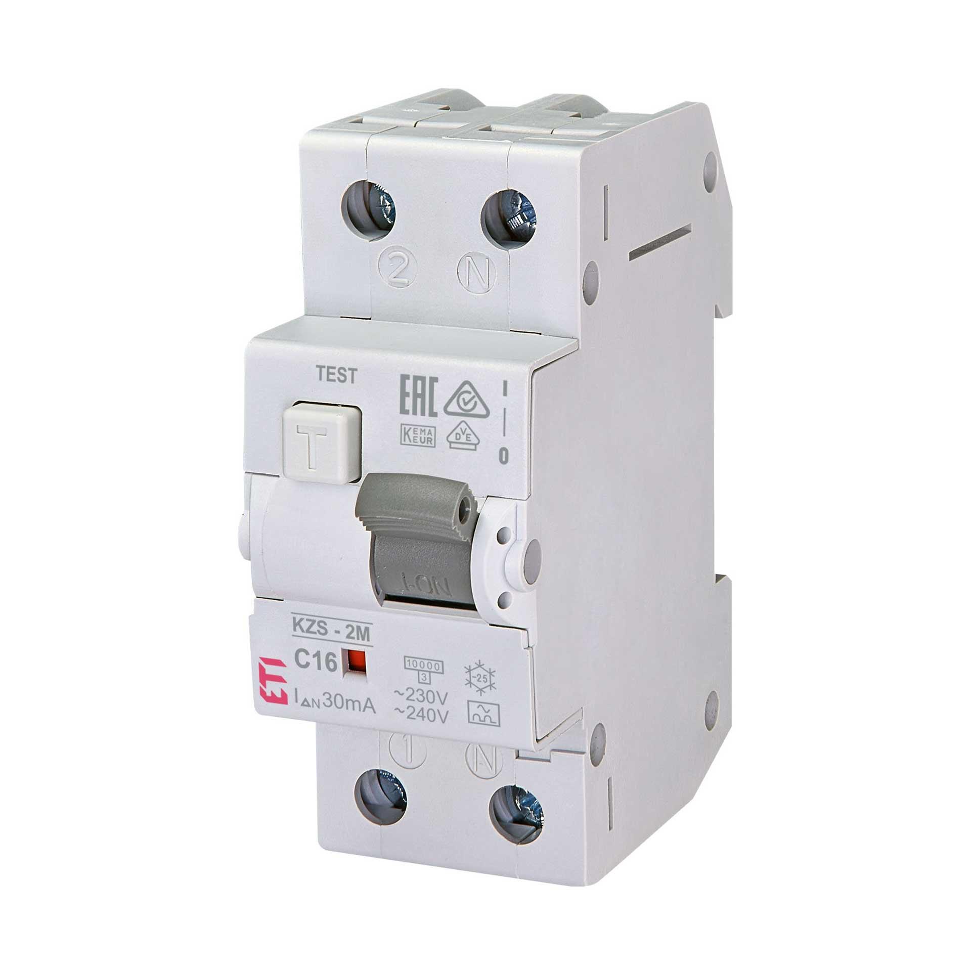 FI/LS, KZS-2M, tipo A, 1 polo+N, caratteristica C / 16A, 10kA (0,03A)
