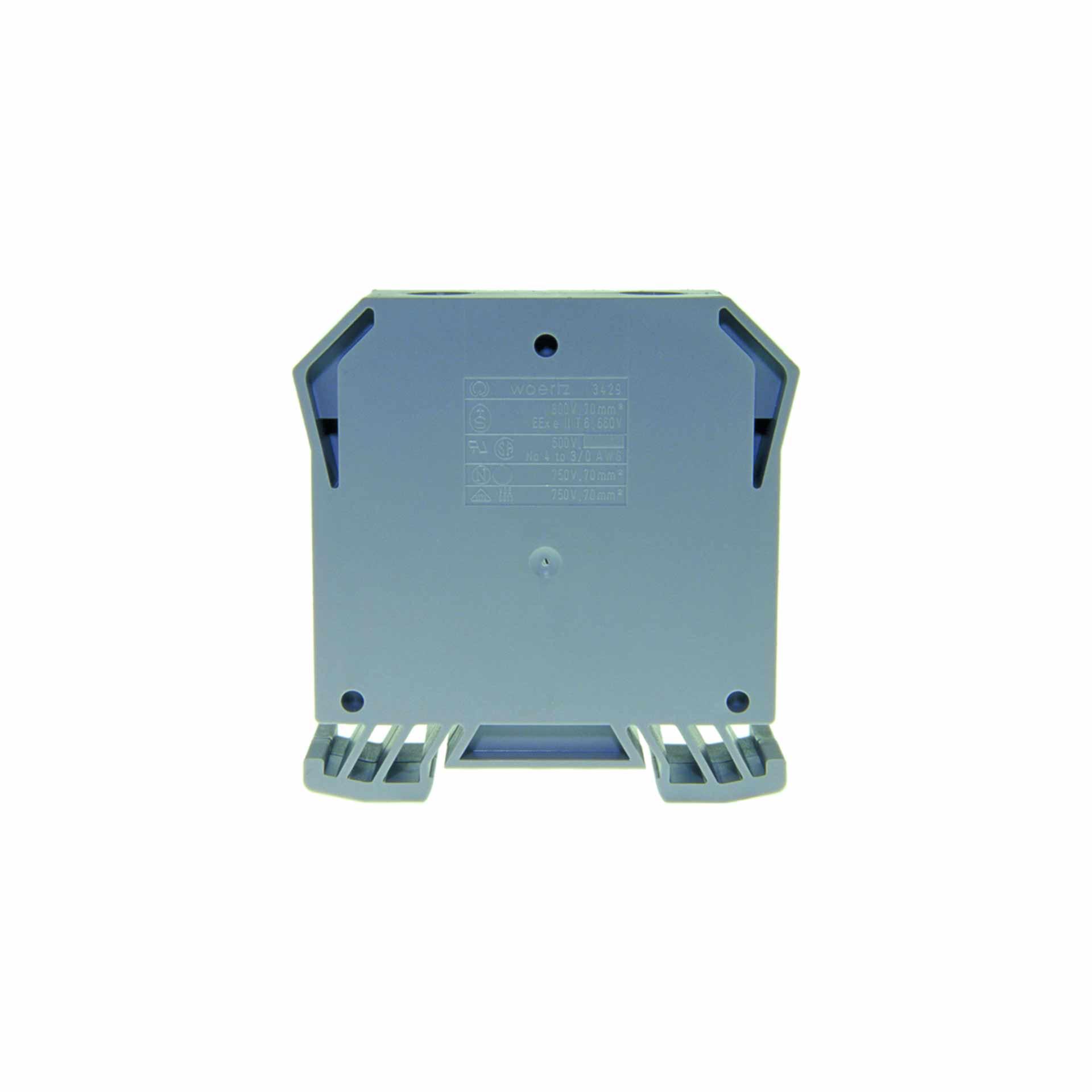 Borne DIN35 70mm2, 2-conducteurs, grise