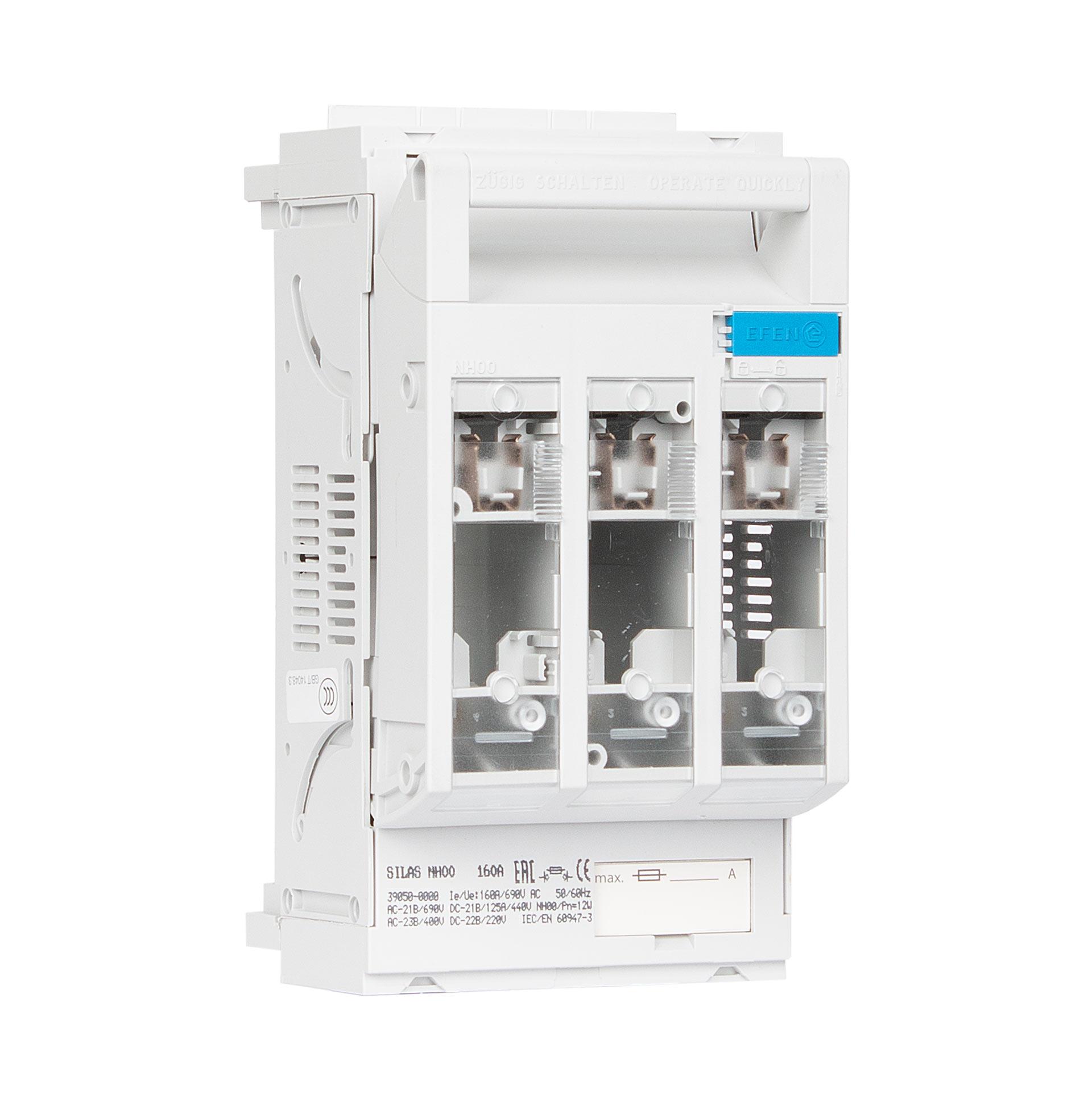 Sezionatore con fusibile Silas NH misura 00, 3P, 60mm, RK 2,5-95mm², max. 160A, R5