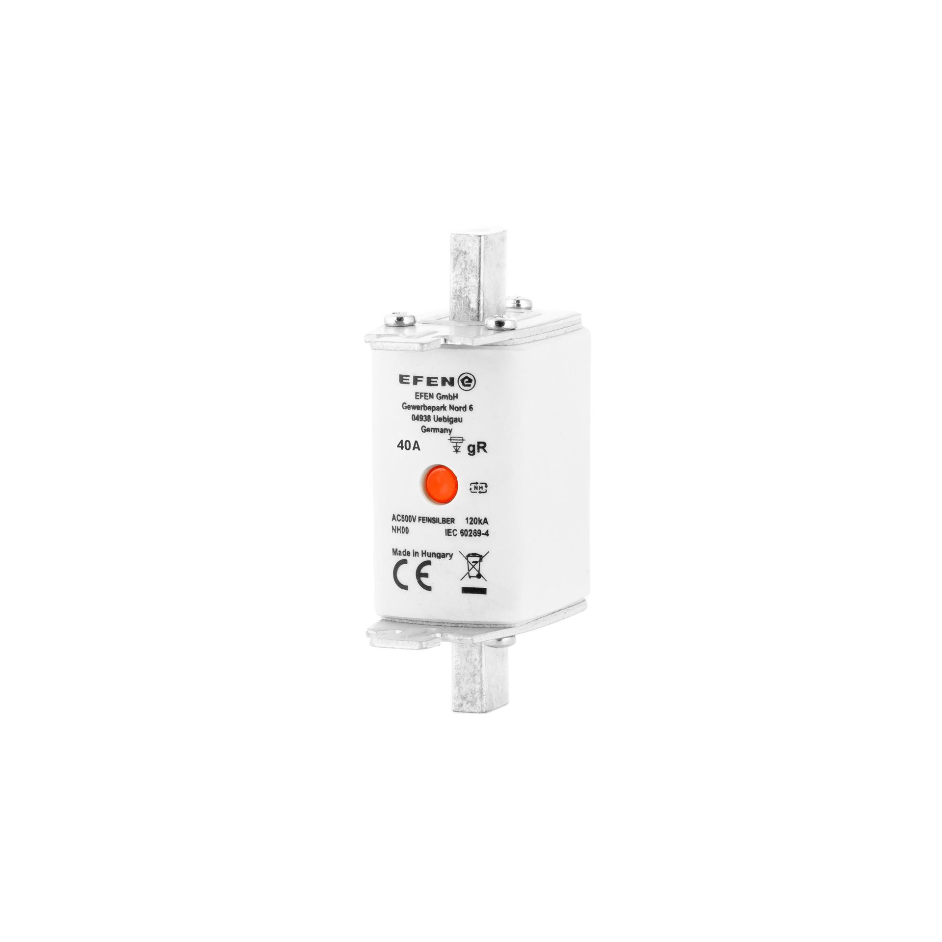 Fusibile NH taglia 00, 40A, caratteristica gR, AC 500V, 120kA Fusibile NH taglia 00, 40A, caratteristica gR, AC 500V, 120kA