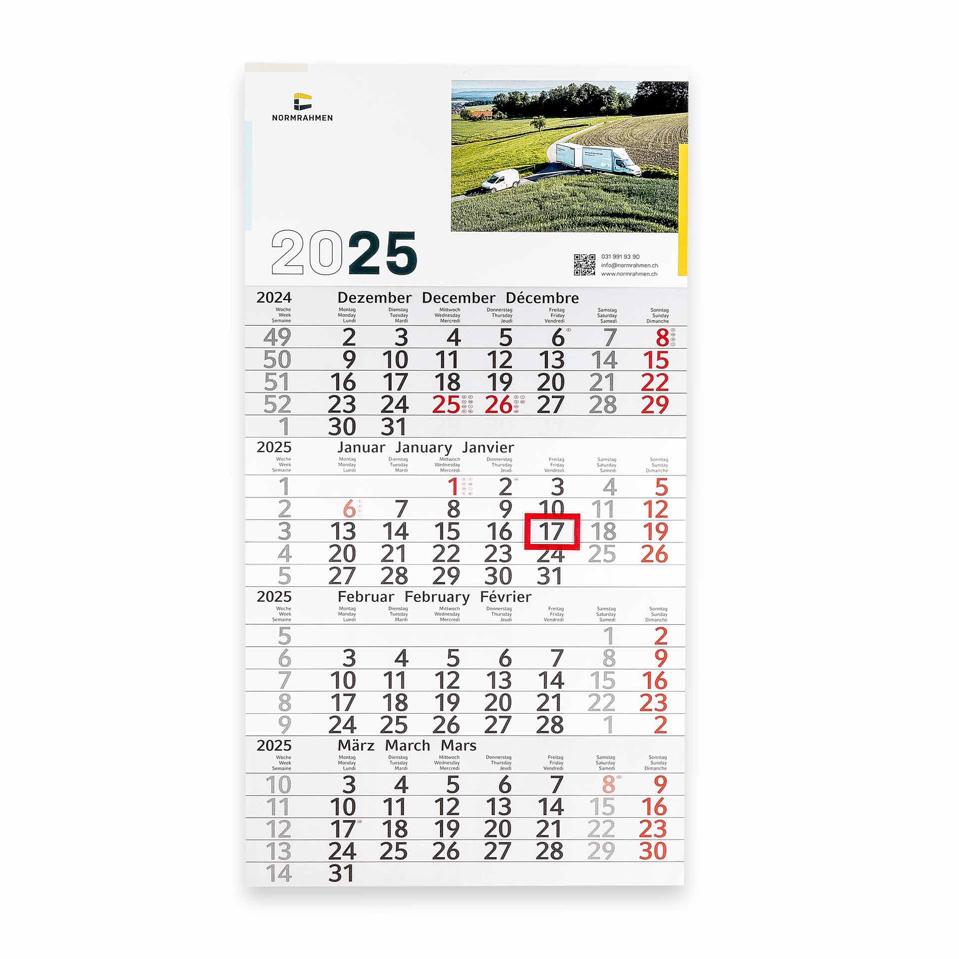 Normrahmen Monatskalender 2025