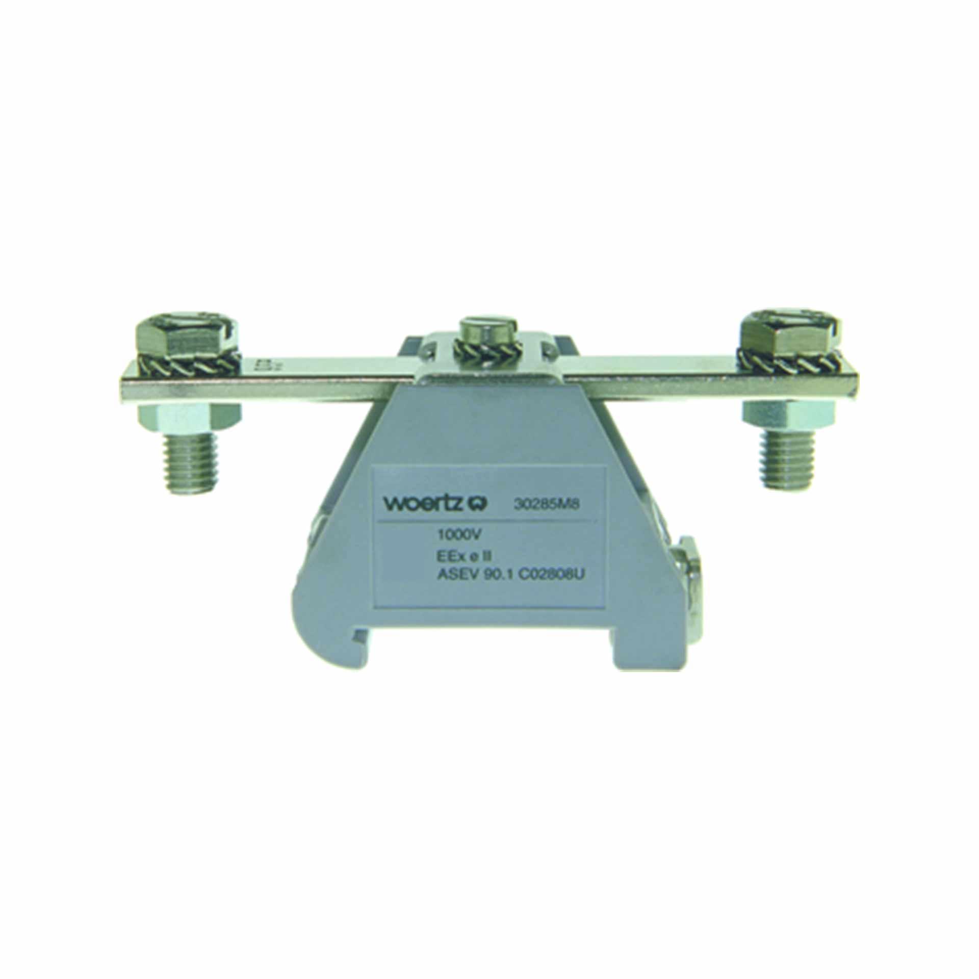 Borne de puis. DIN35 M8 95mm2, 2-conducteurs, grise