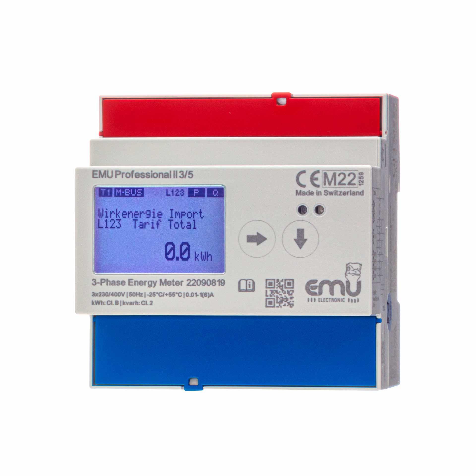 Contatore di energia EMU Professional II 3/5, omologazione MID B+D, misura del trasformatore 3PN