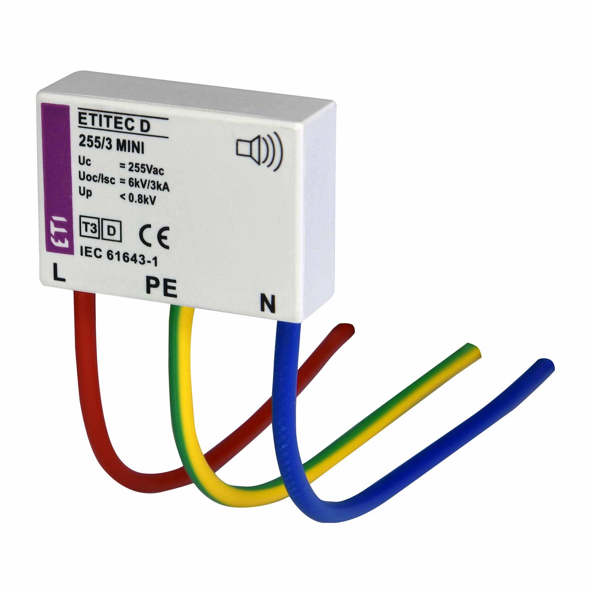 Scaricatore di sovratensione tipo 3, ETITEC D 255/3 MINI, (TN-S)