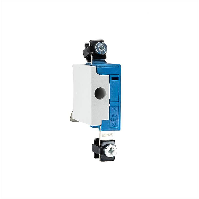 Isolatore del conduttore di neutro 25A con base, tipo BS, per montaggio diretto su guida DIN N-top Isolatore del conduttore di neutro 25A con base, tipo BS, per montaggio diretto su guida DIN N-top