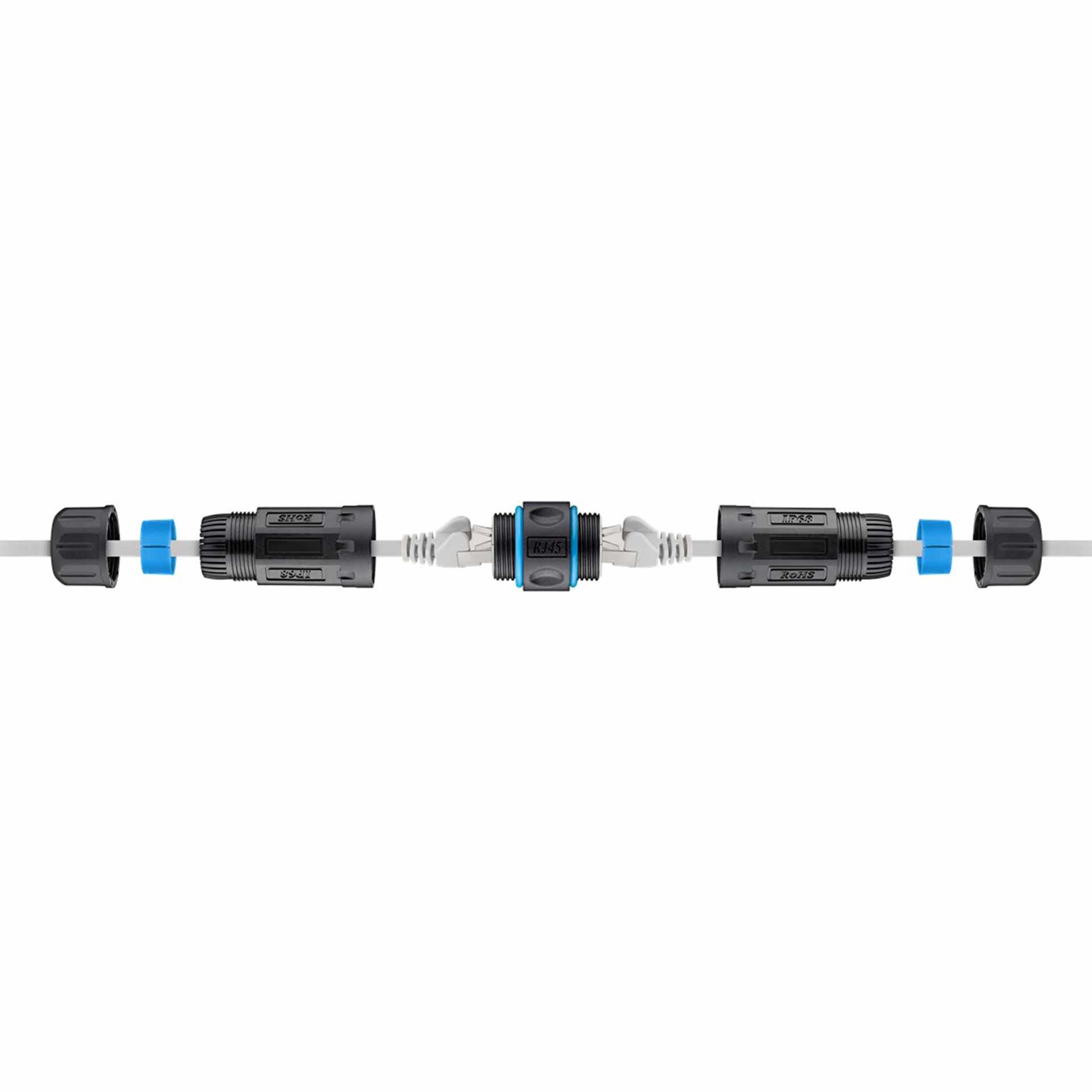 Network cable connector, CAT 6A, IP68