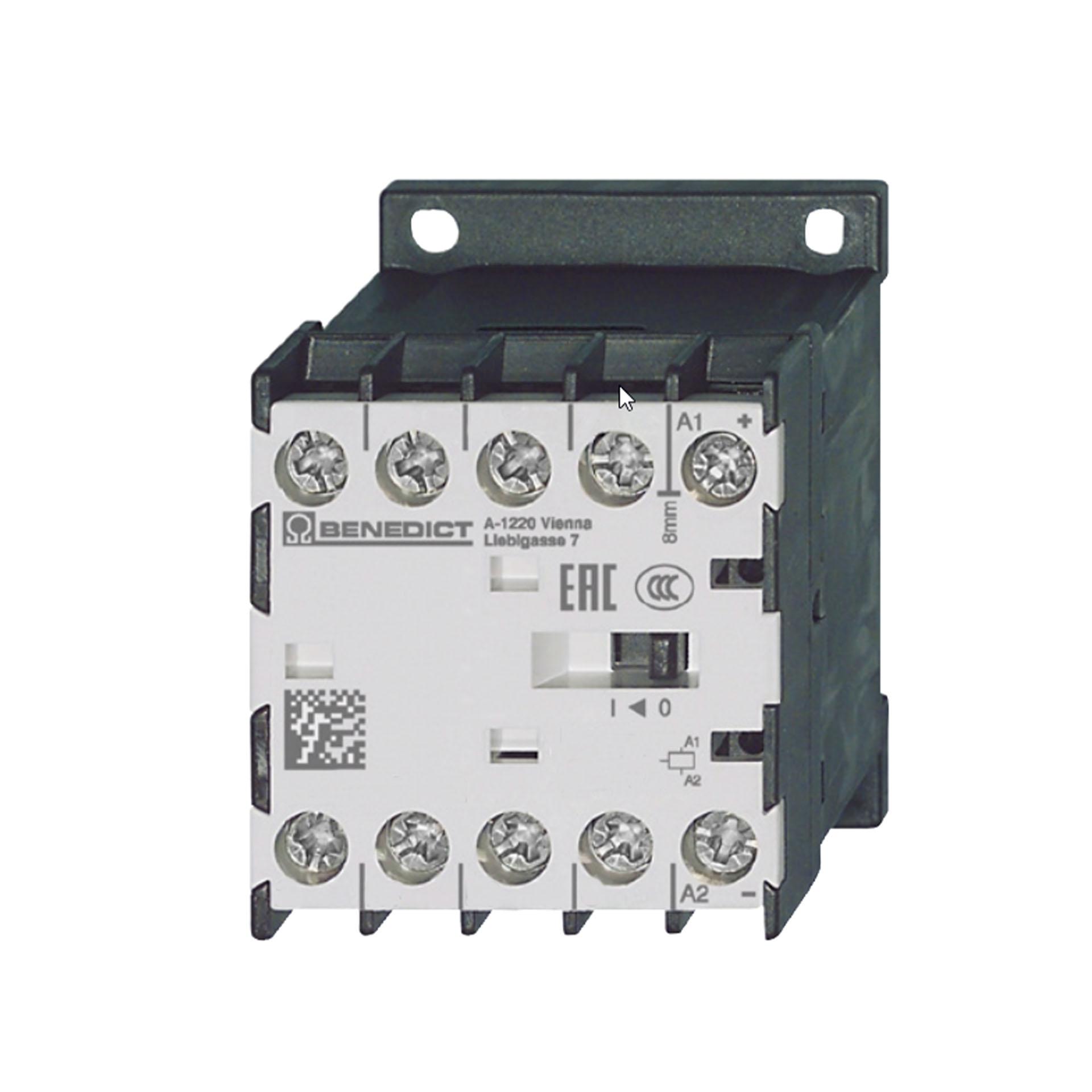 Mini power contactor 3-pole, 3S + HK 1S, 20A AC1, K1-12D10 230V AC/DC