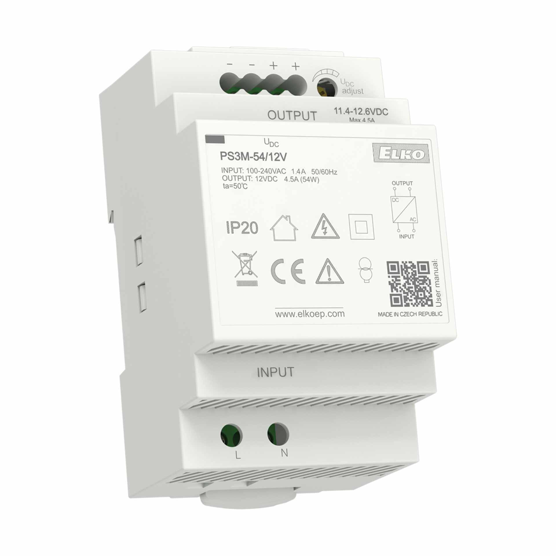 Alimentatore stabilizzato PS3M-54/12V DC, 60 W / 95 VA Alimentatore stabilizzato PS3M-54/12V DC, 60 W / 95 VA