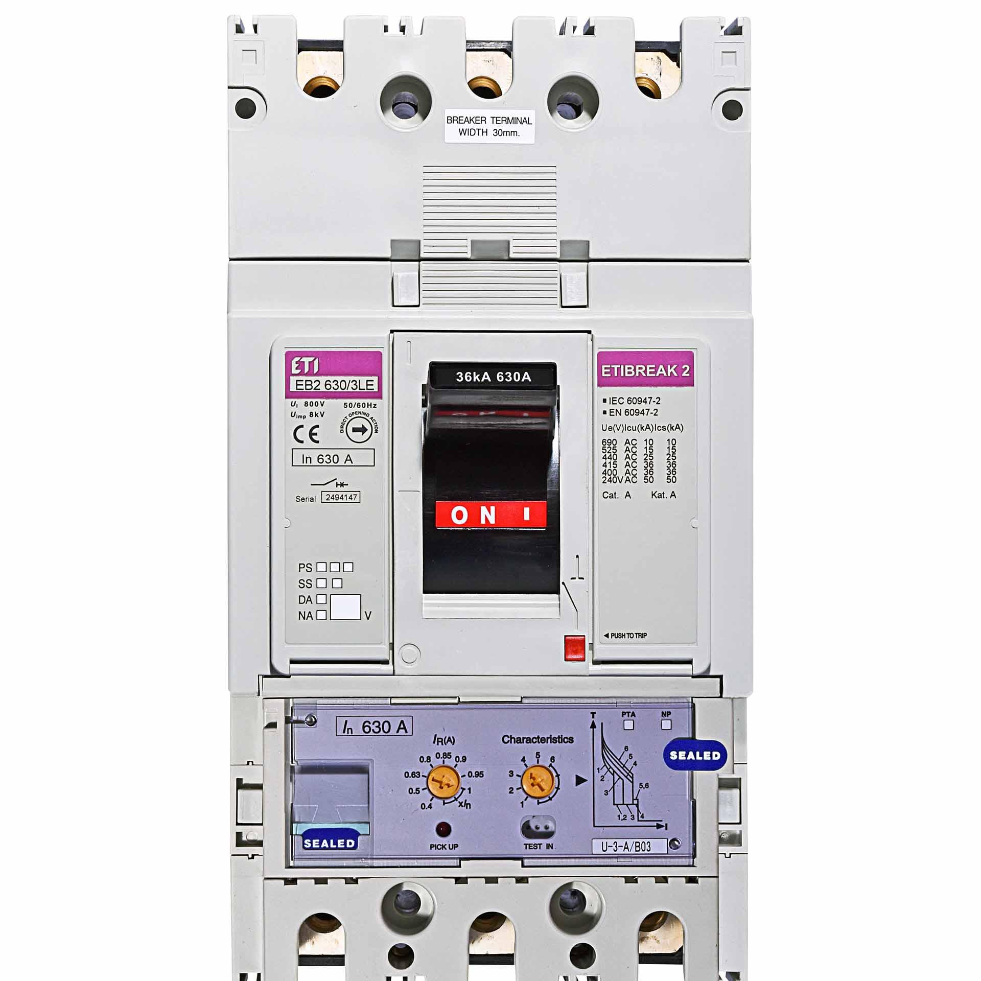 Interruttore automatico EB2 630/3HE 630A, Icu 70kA / Ics 70kA