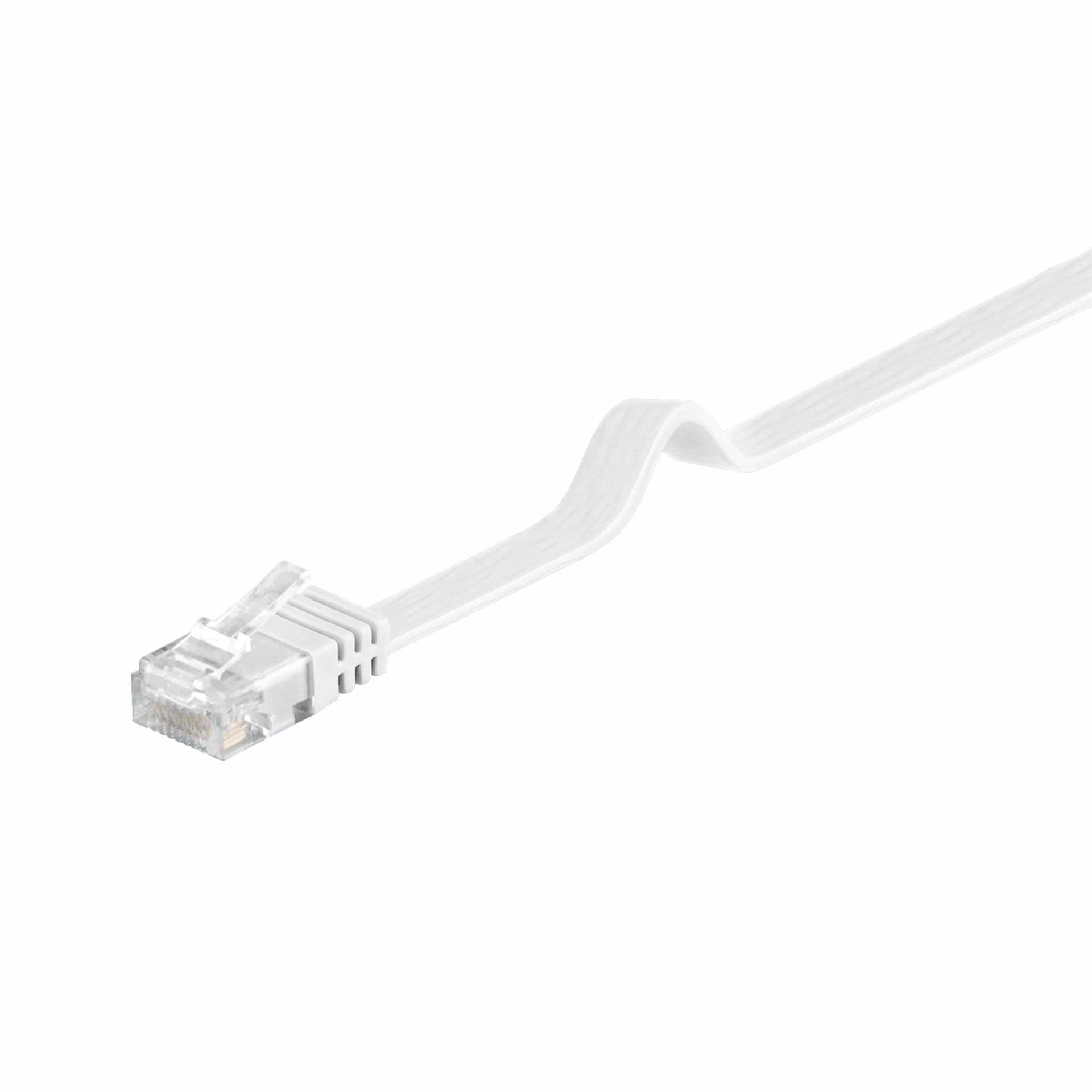 CAT 6 flat patch cable, RJ45, U/UTP, white, 1500mm