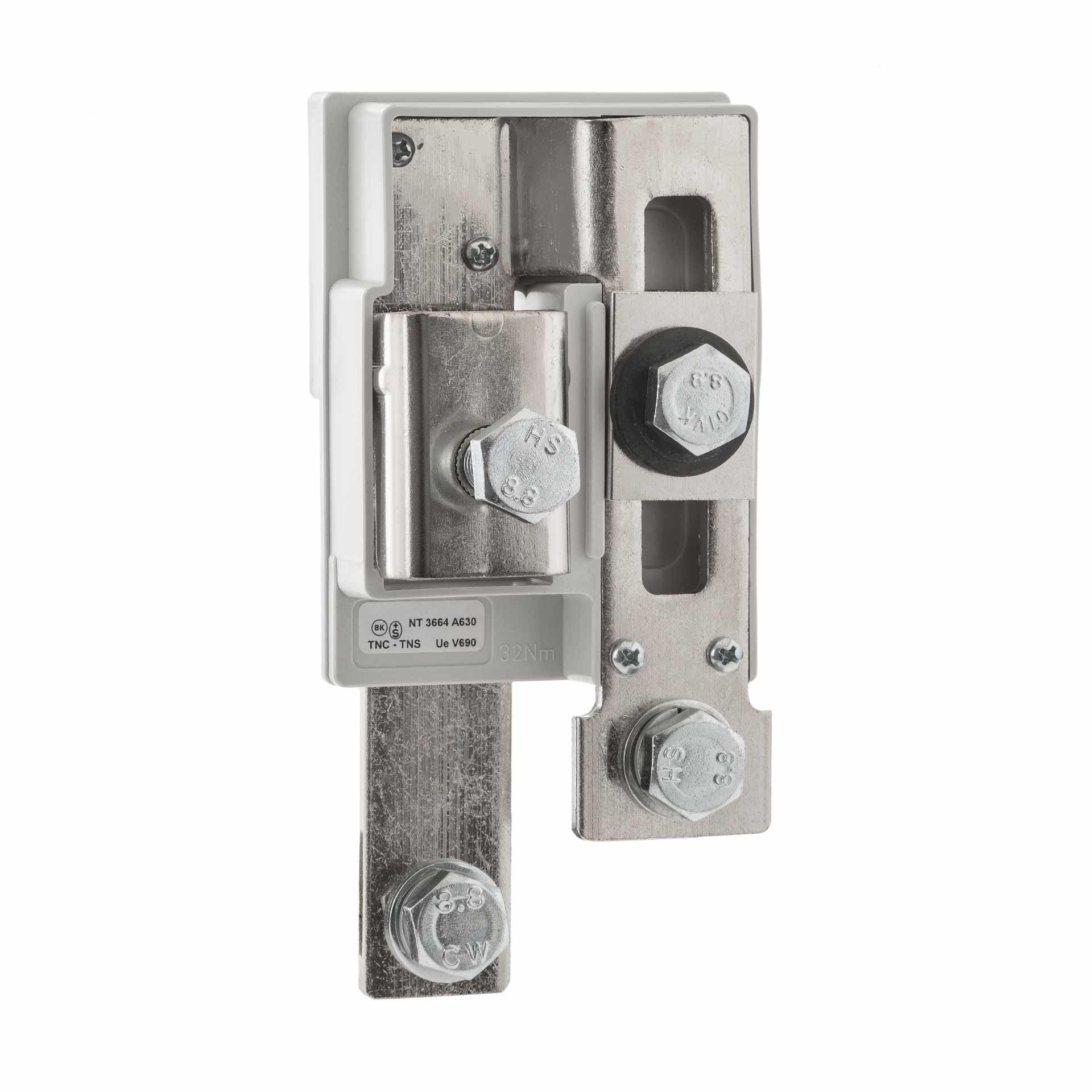 Isolatore PEN / isolatore del conduttore di neutro 630A, montaggio su rame piatto da 5 a max. 10 mm, TNC - TNS Isolatore PEN / isolatore del conduttore di neutro 630A, montaggio su rame piatto da 5 a max. 10 mm, TNC - TNS