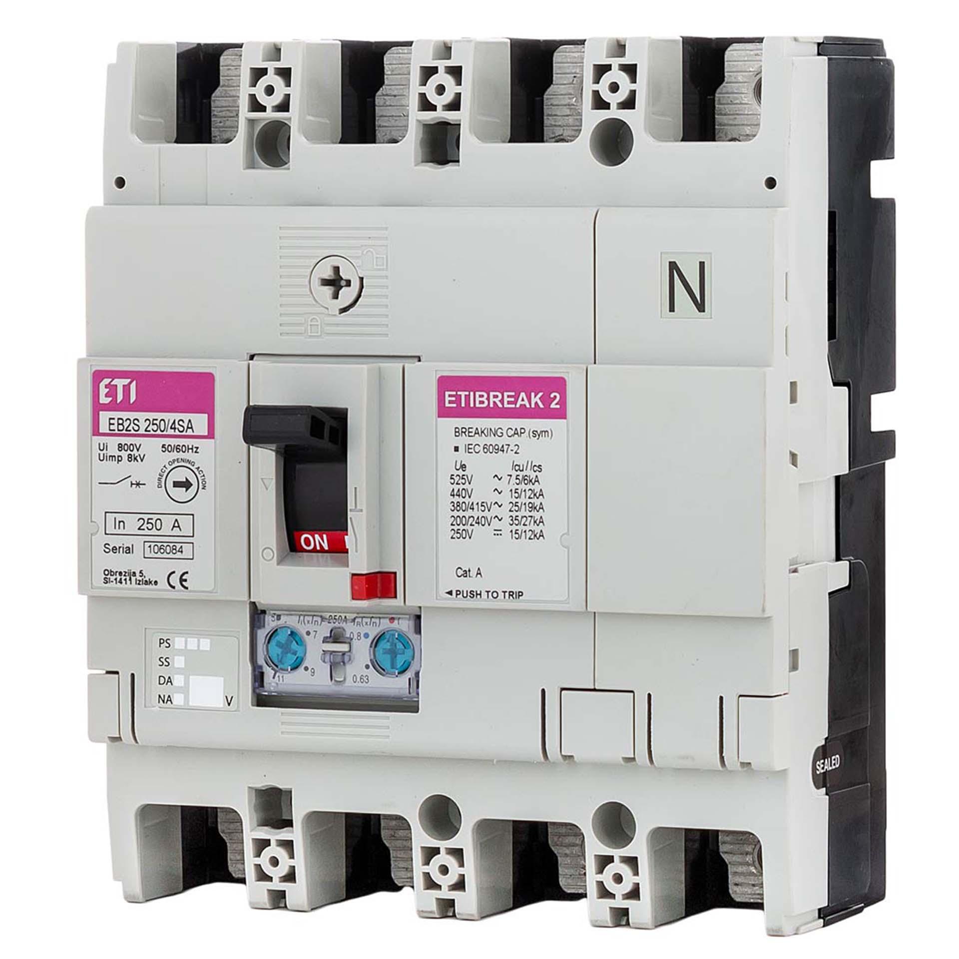 Interruttore compatto, EB2S 250/4SA 250A, Icu 25kA / Ics 19kA
