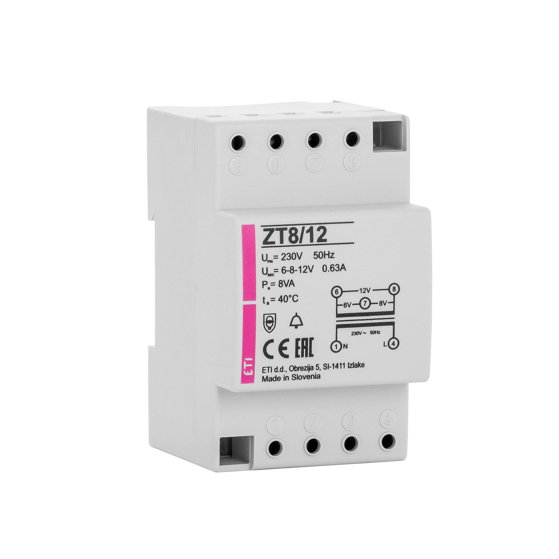 Trasformatore a campana 230V, 6-8-12V, 0,63A, 8VA