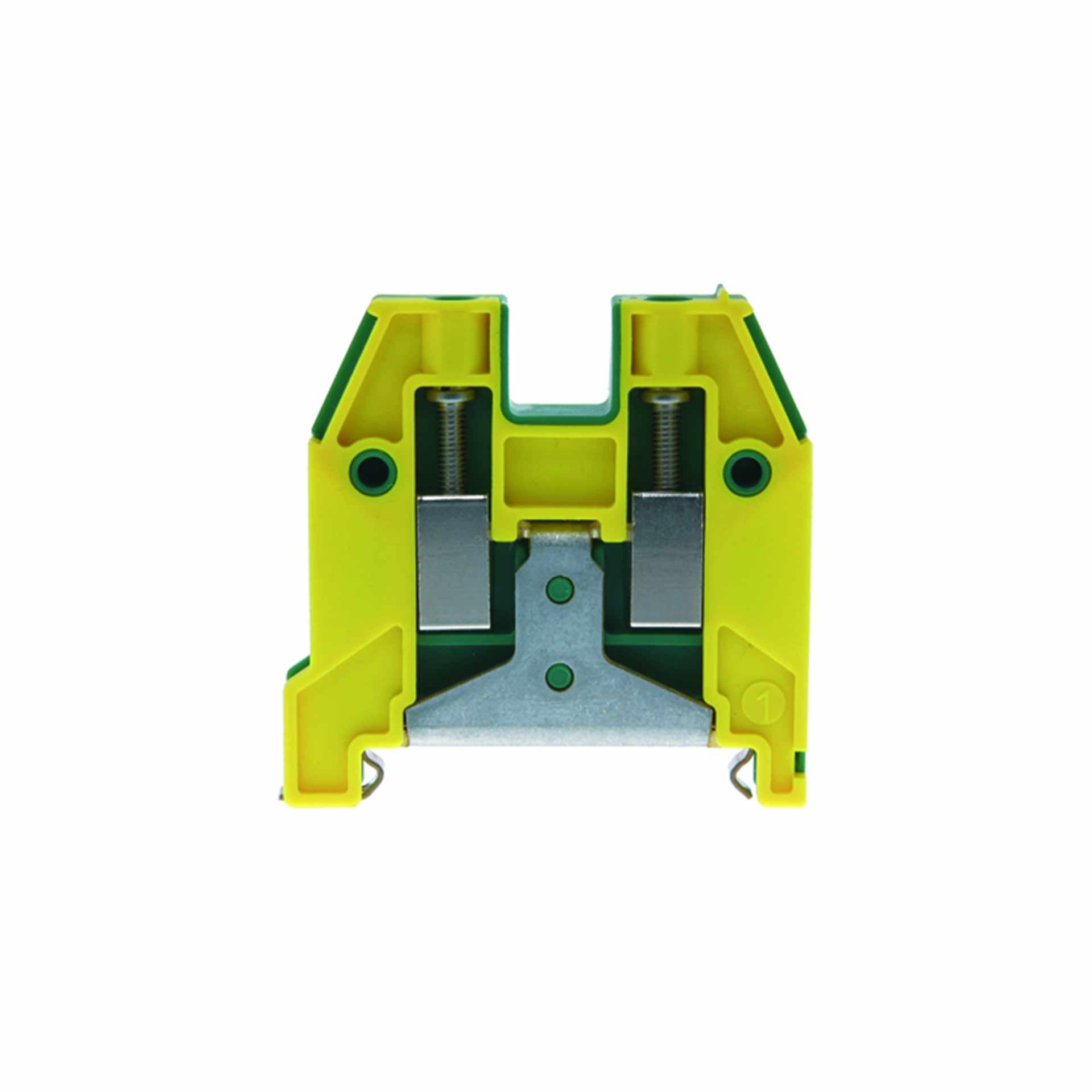 Schutzleiterklemme DIN-35 6mm², 2-Leiter, grüngelb