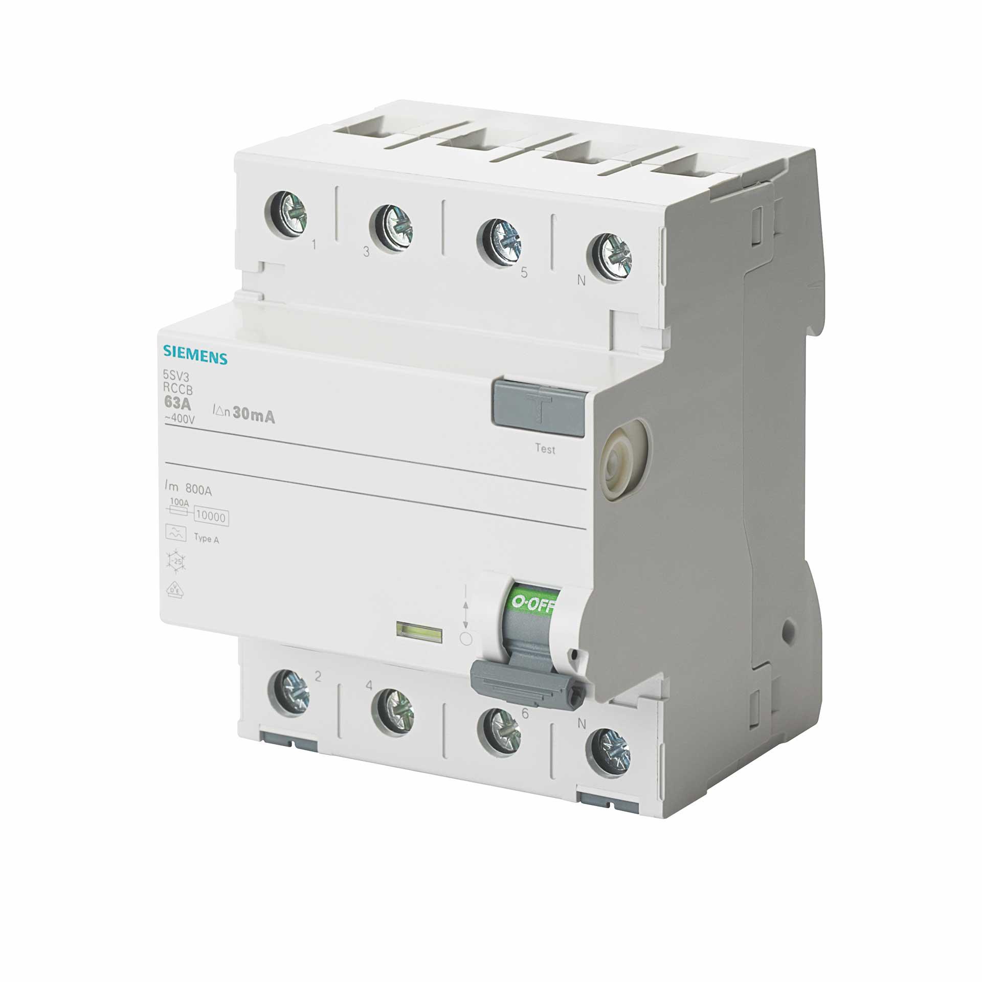 Siemens 5SV3344-3 RCD, tipo F, 40A, 3PN, 30mA, ritardo di breve durata