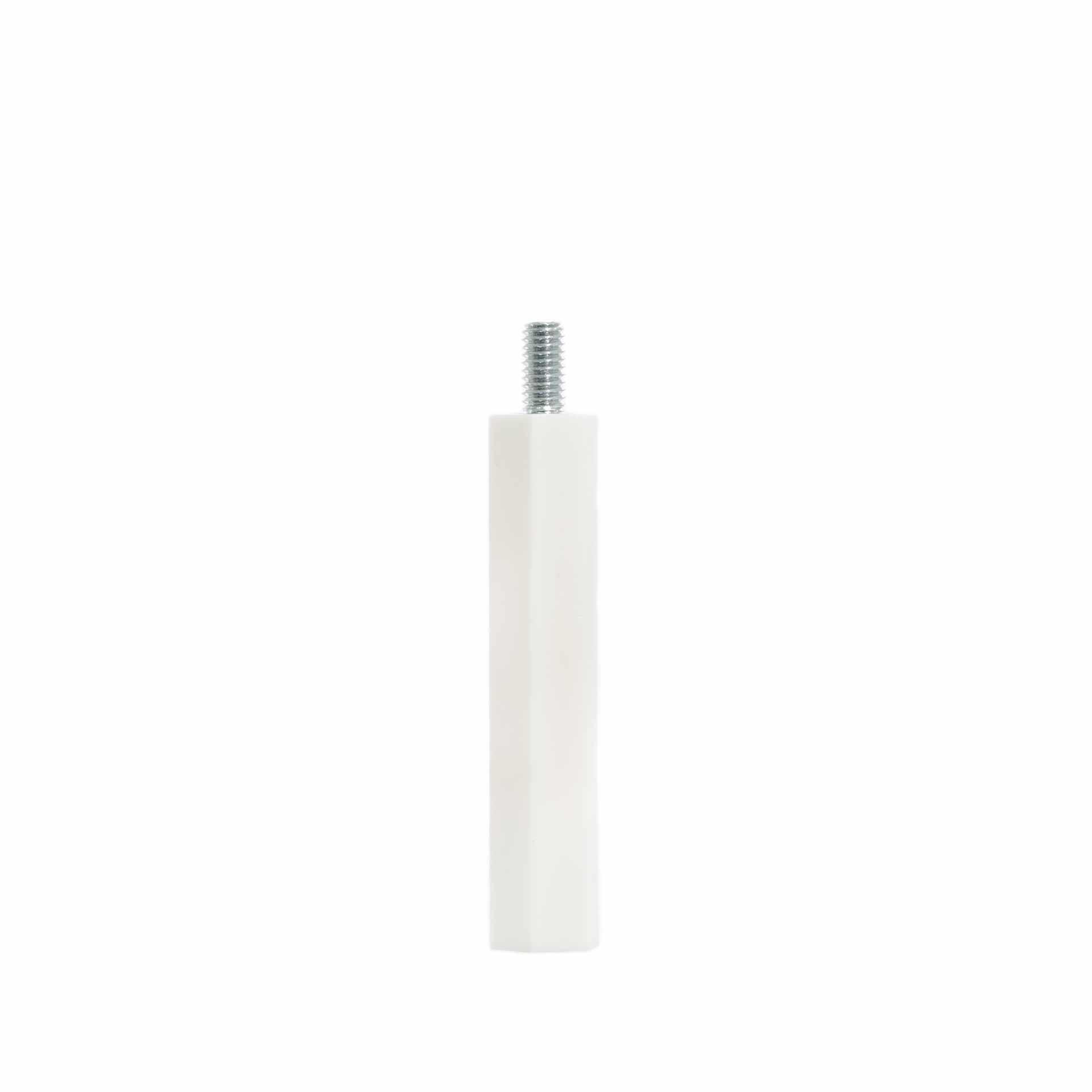 Bullone distanziatore isolato M6, bianco, 70 mm, filettatura esterna 12 mm