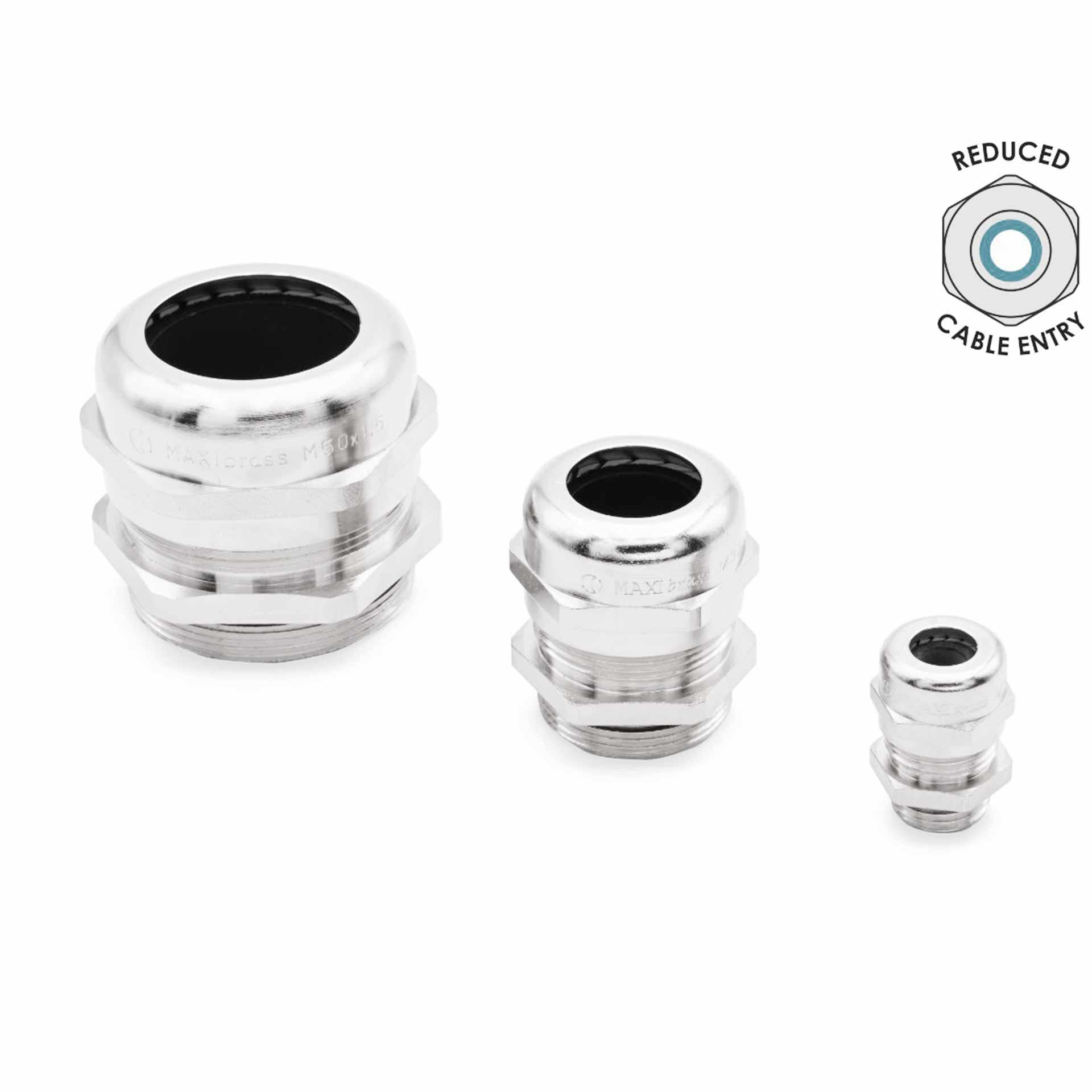 Presse-étoupe Maxibrass PG7, laiton nickelé, gamme de serrage réduite 1-5mm Presse-étoupe Maxibrass PG7, laiton nickelé, gamme de serrage réduite 1-5mm