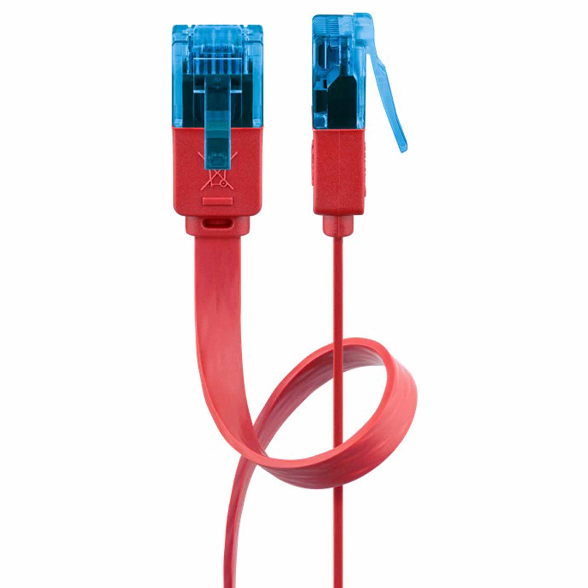 Câble de raccordement plat CAT 6A, RJ45, U/UTP 3000mm rouge