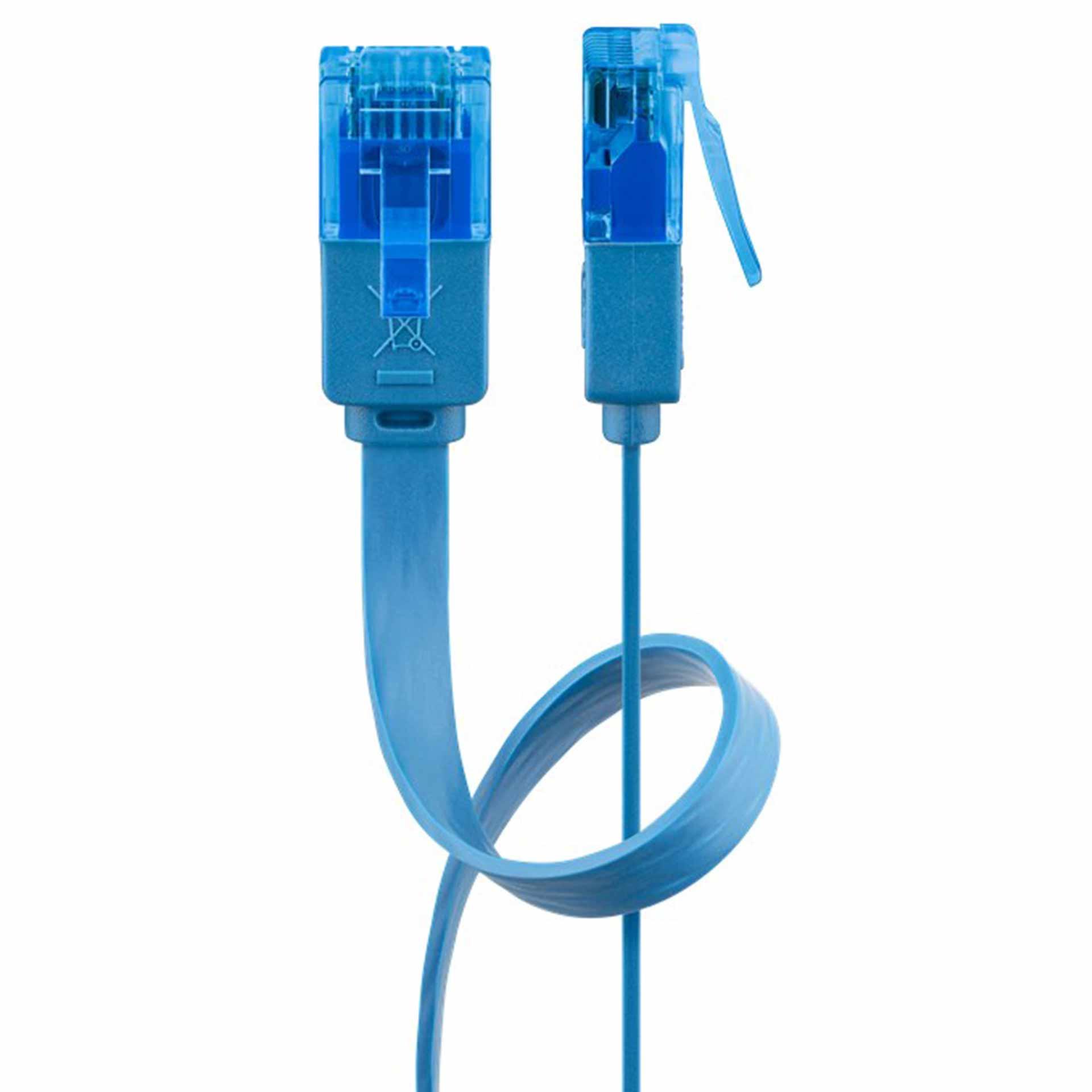 Câble de raccordement plat CAT 6A, RJ45, U/UTP 3000mm bleu