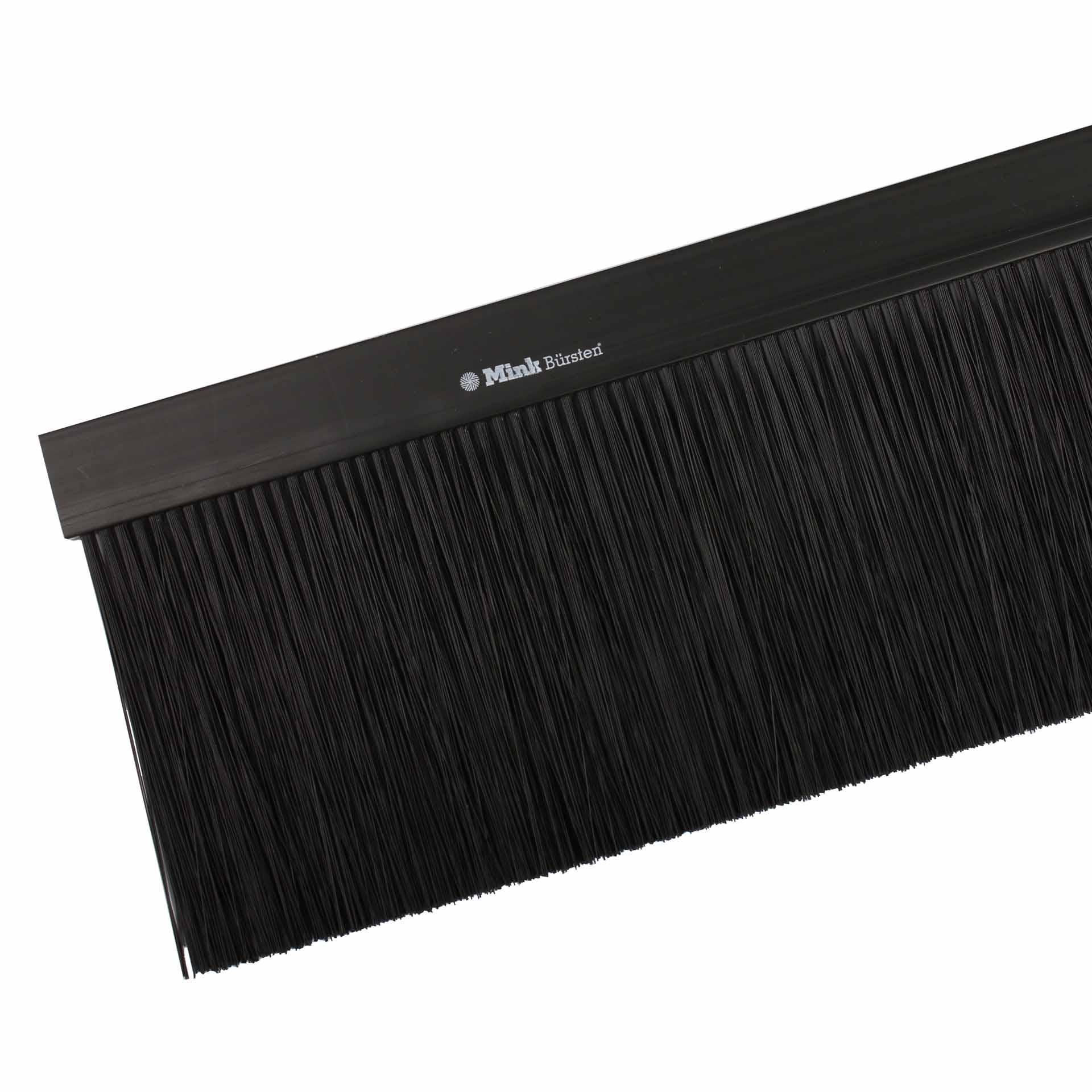 Listello a spazzola standard a innesto Mink, PVC, nero, lunghezza totale 1000 mm, altezza fibra 100 mm, altezza 125 mm