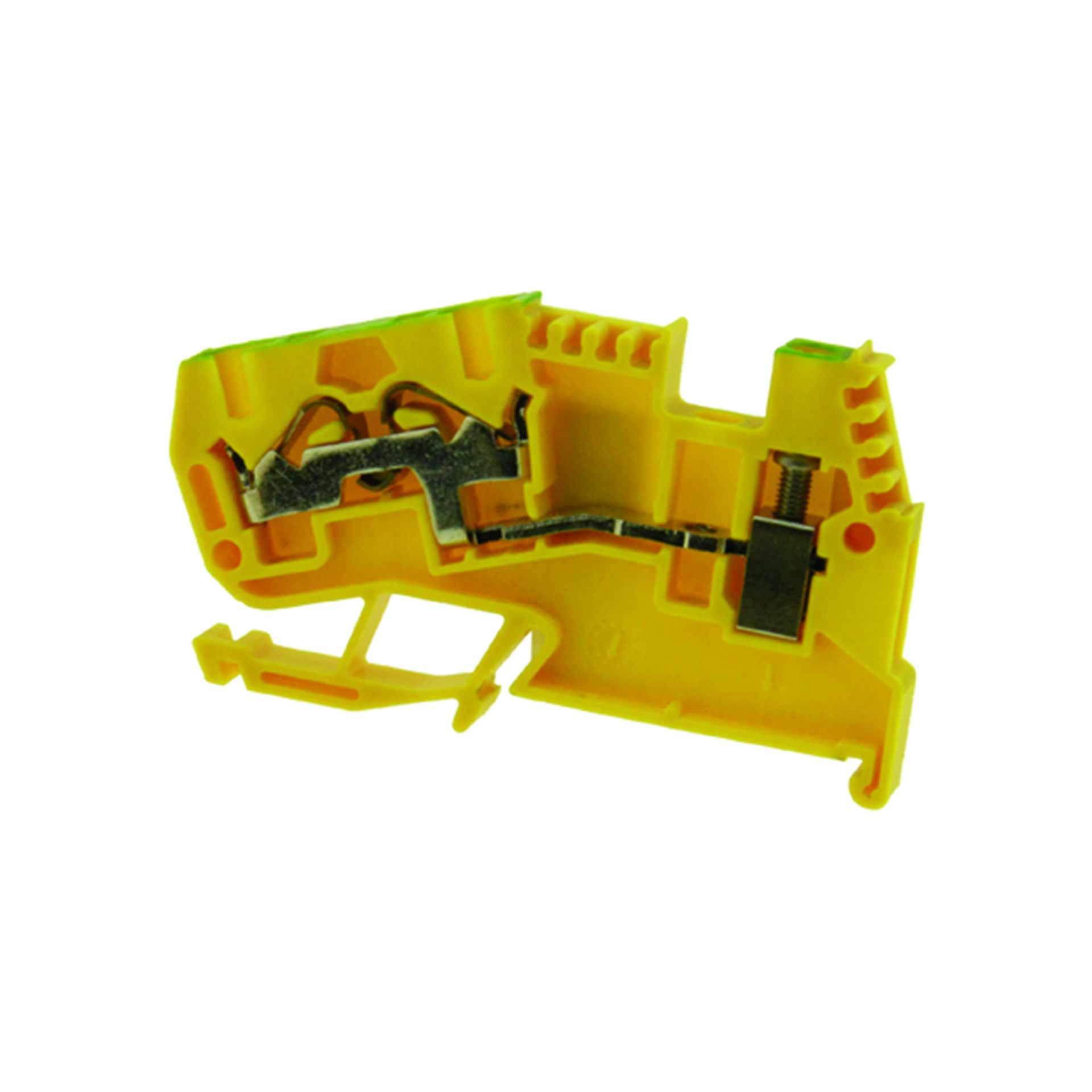 Terminale a molla a vite da 4 mm², a 3 conduttori, isolato verde-giallo Terminale a molla a vite da 4 mm², a 3 conduttori, isolato verde-giallo