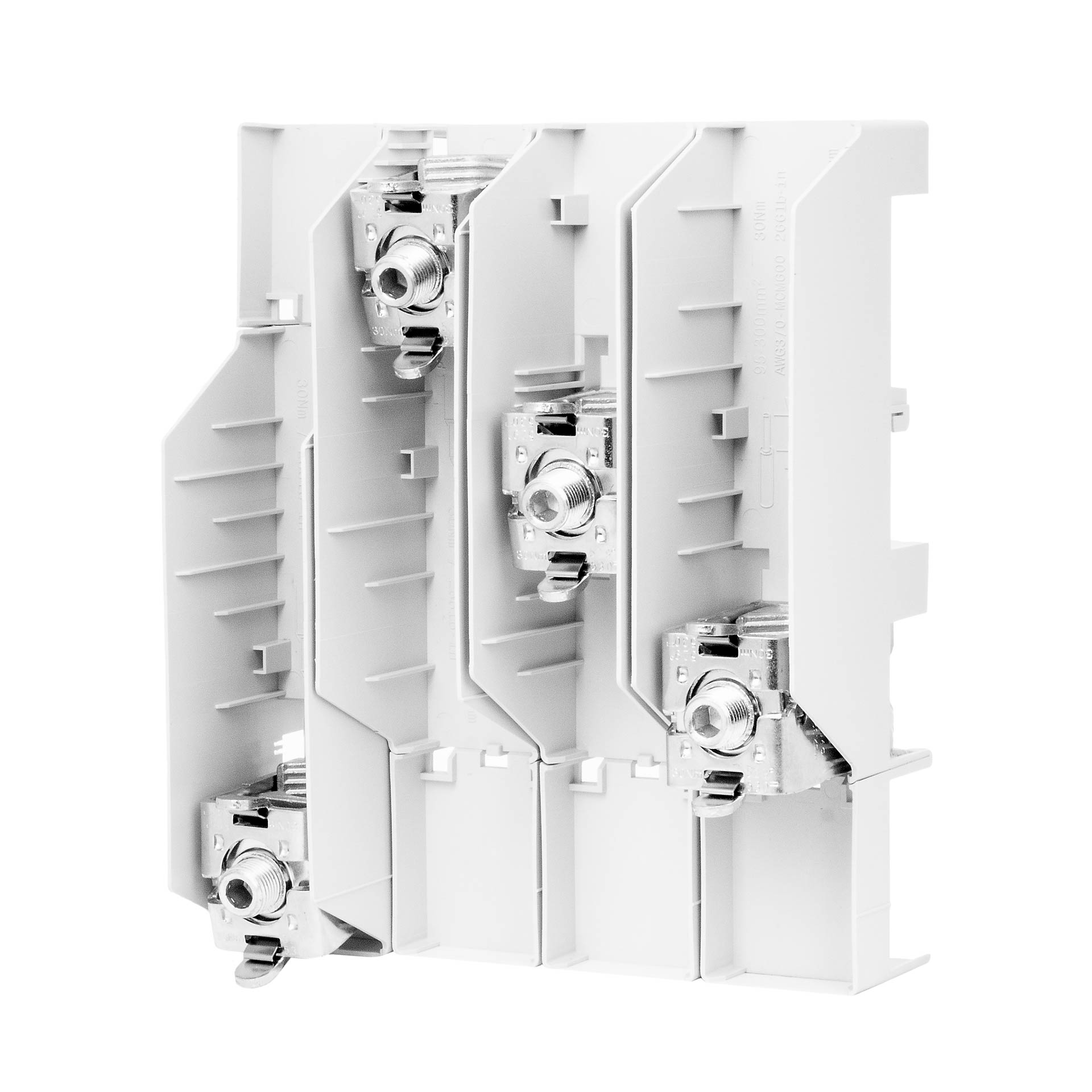 Elemento di alimentazione 4P, sistema da 60 mm per guida 12 x 5 - 30 x 10 mm, 95-300 mm2, 630A Elemento di alimentazione 4P, sistema da 60 mm per guida 12 x 5 - 30 x 10 mm, 95-300 mm2, 630A