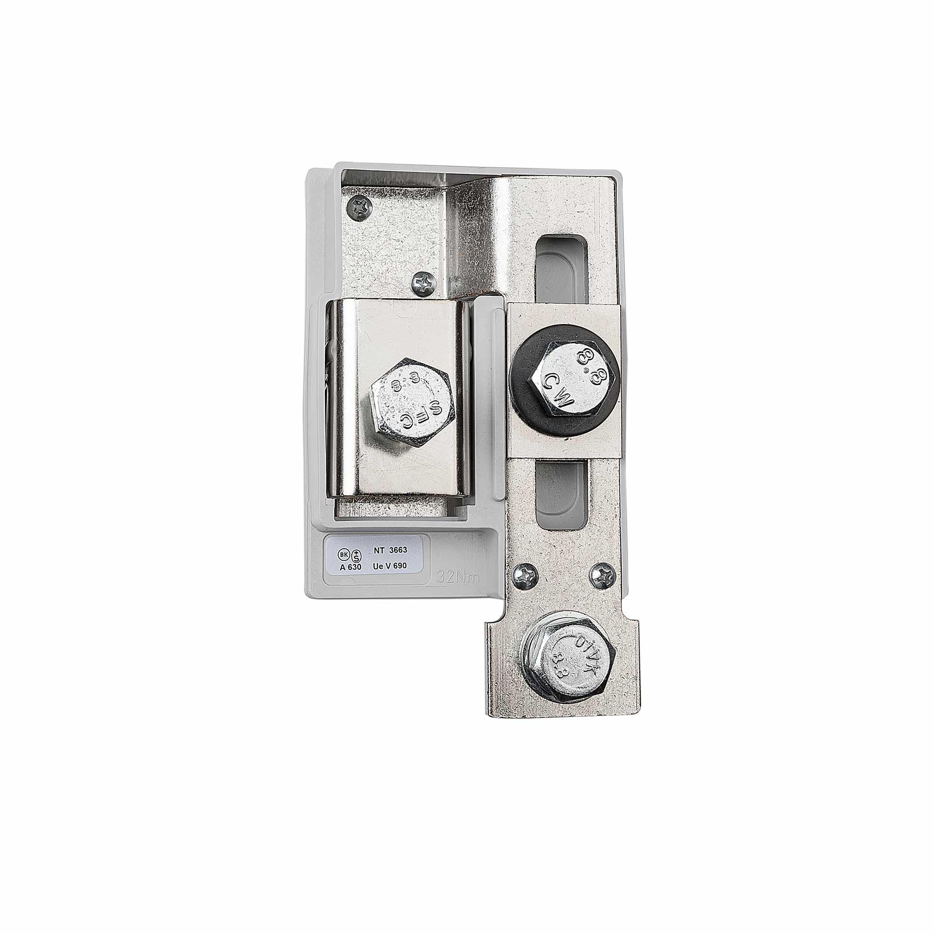 Isolatore del conduttore di neutro 630A, montaggio su rame piatto da 5 a max. 10mm Isolatore del conduttore di neutro 630A, montaggio su rame piatto da 5 a max. 10mm