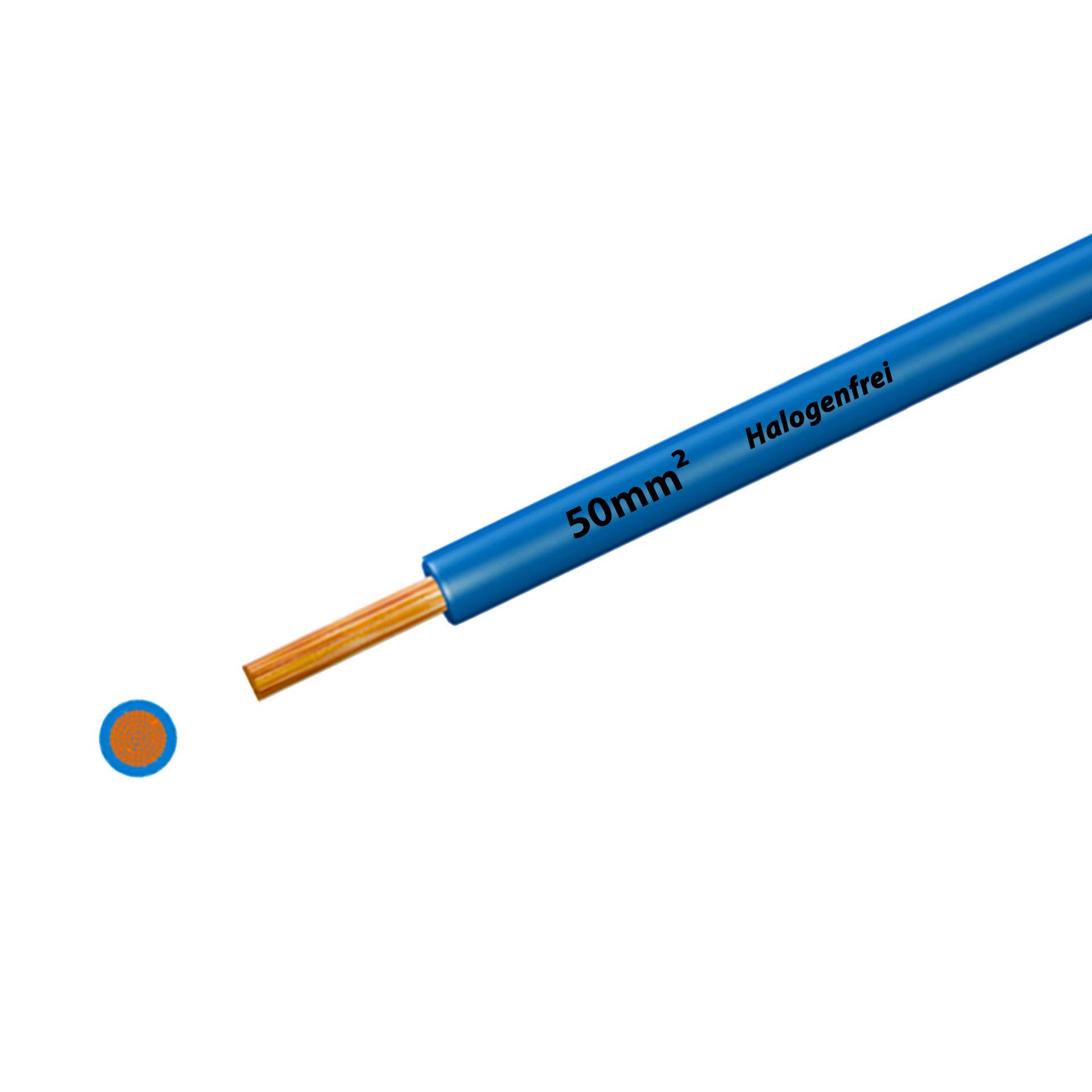 Fil sans halogène 90° C , 750V, 50 mm2, bleu clair, sur anneau Fil sans halogène 90° C , 750V, 50 mm2, bleu clair, sur anneau