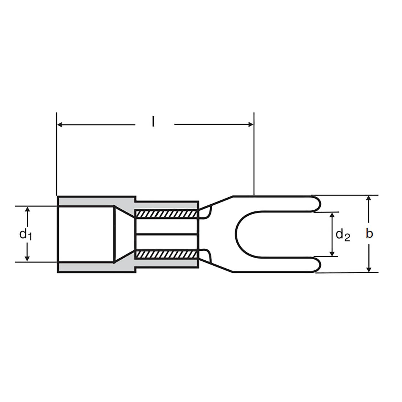 Terminali a crimpare isolati, a forma di forcella, 0,5 - 1,0 mm² / M3,5, colore rosso Terminali a crimpare isolati, a forma di forcella, 0,5 - 1,0 mm² / M3,5, colore rosso
