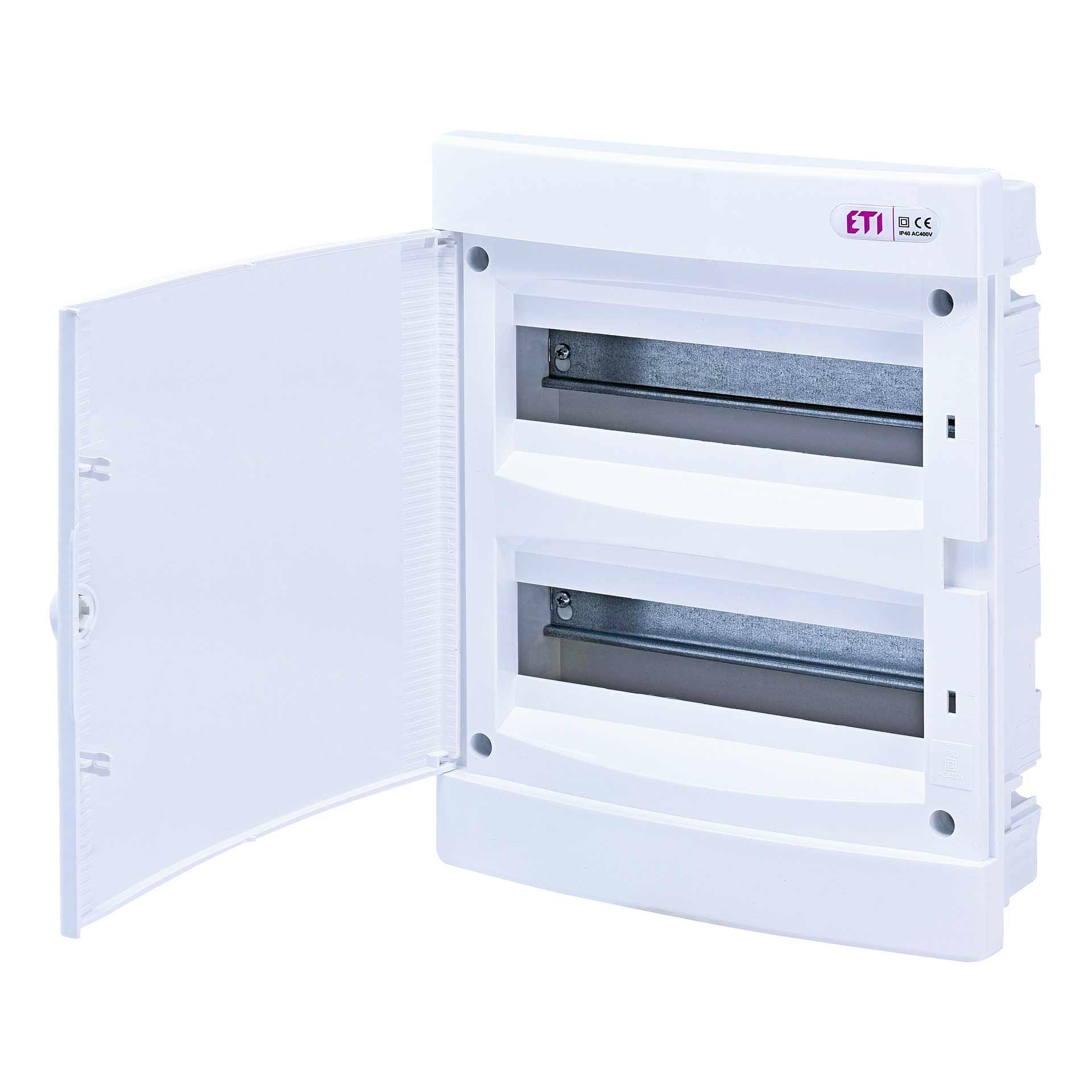 Distributore da incasso con porta bianca "ECM-24-PO", IP40, 2x12 moduli (24M) Distributore da incasso con porta bianca "ECM-24-PO", IP40, 2x12 moduli (24M)
