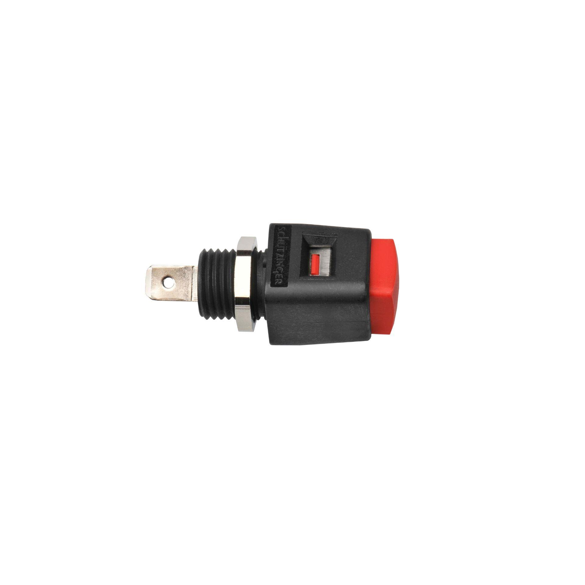 Terminale a pressione ad azione rapida, installazione completamente isolata per pannelli frontali in metallo, rosso Terminale a pressione ad azione rapida, installazione completamente isolata per pannelli frontali in metallo, rosso