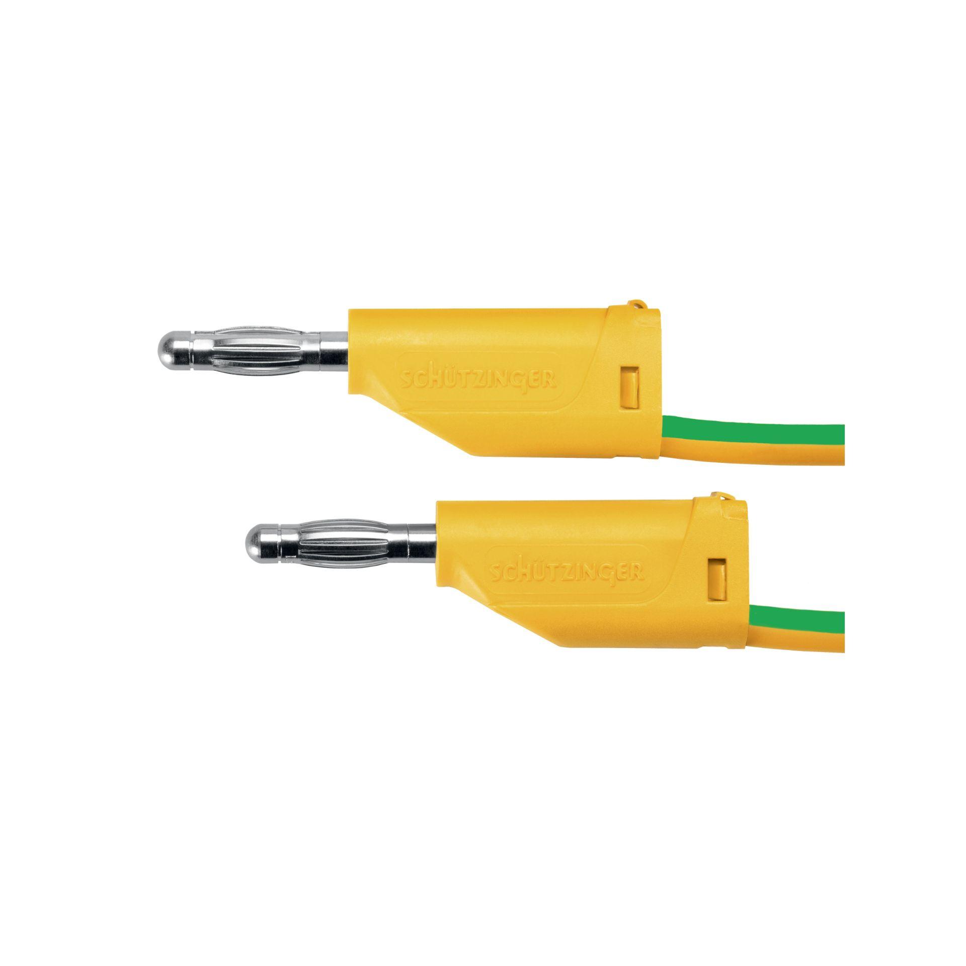 Cavo di prova 2 spine a molla ø 4mm, 1mm2, 100cm, verde-giallo