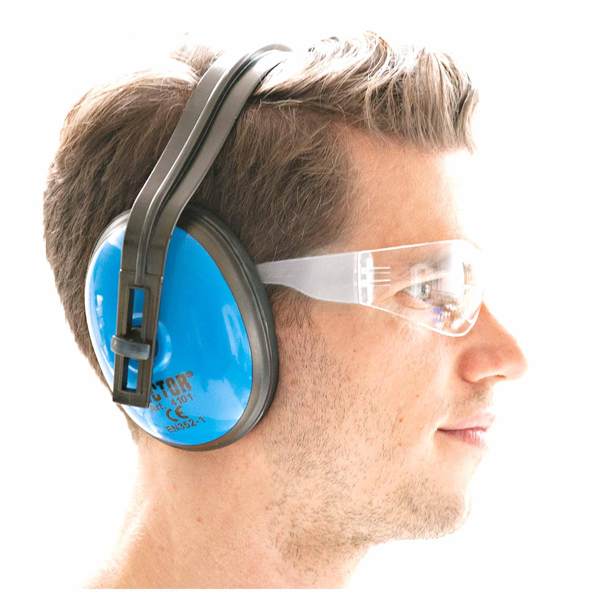 Occhiali di sicurezza antigraffio "Flat" per l'abbinamento con cuffie auricolari Occhiali di sicurezza antigraffio "Flat" per l'abbinamento con cuffie auricolari