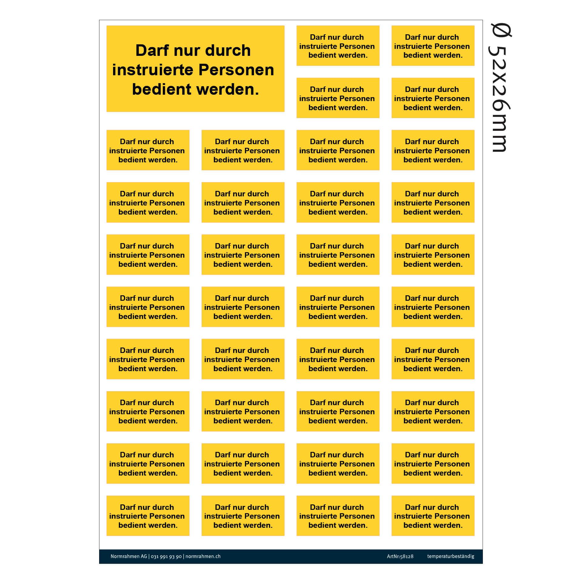 Attention instructed persons yellow 52x26mm,PU 40 pcs. A4 sheet