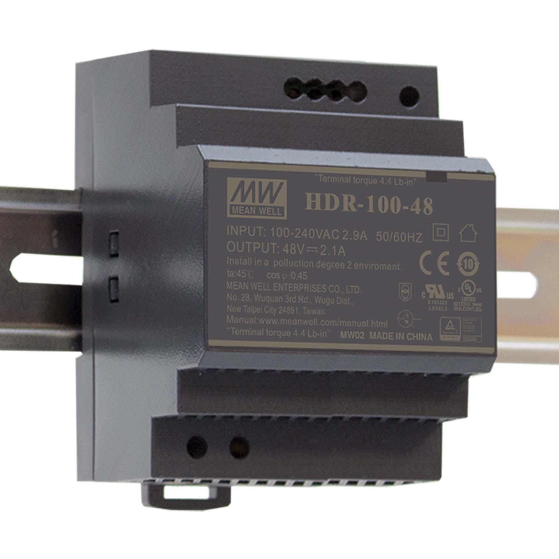 Alimentatore Mean Well HDR-100-24N, 24V DC, 4,2A, 100W