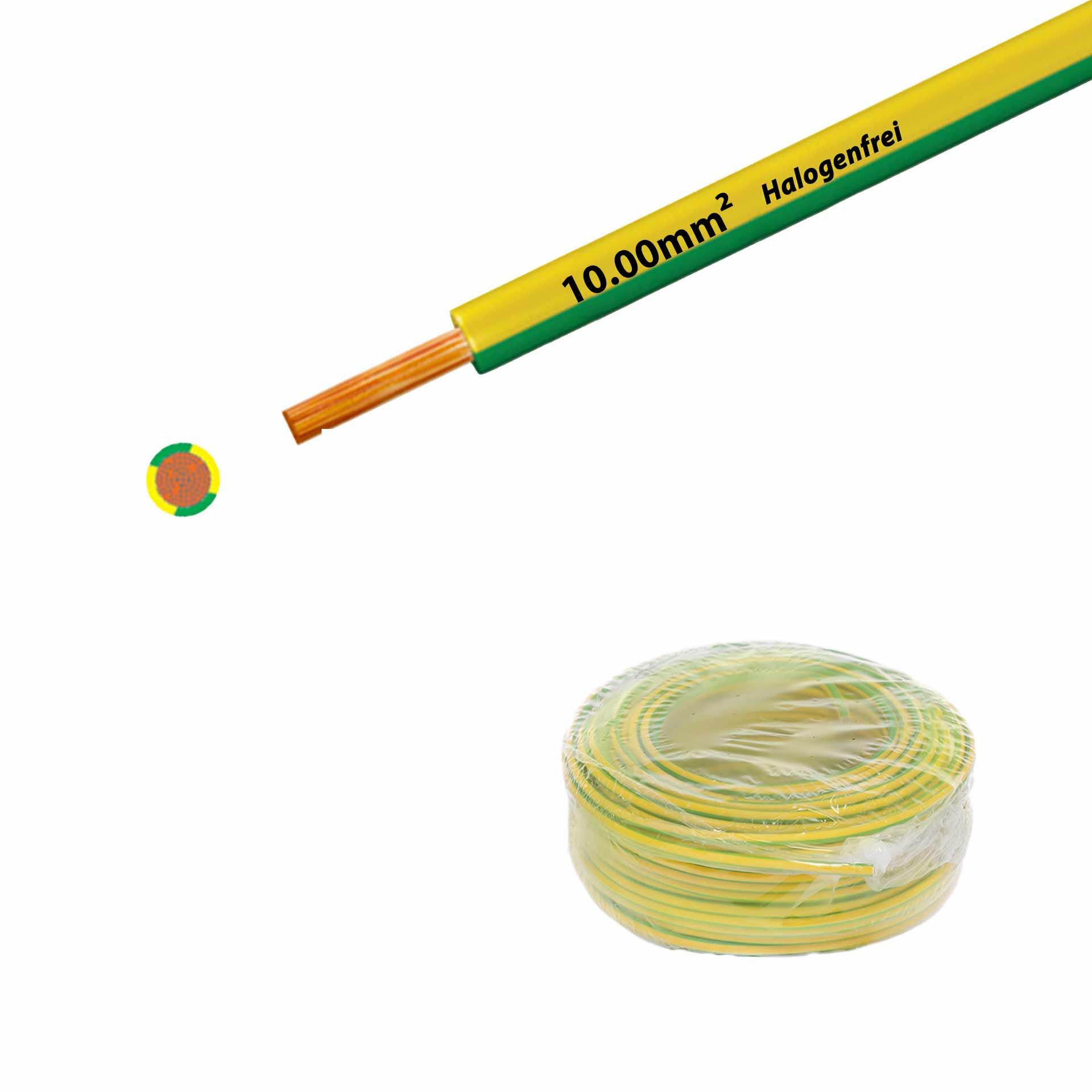 Cavo a trefoli senza alogeni 90° C, 750V, 10,00mm2, giallo-verde (RAL 1021/6018), su anello Cavo a trefoli senza alogeni 90° C, 750V, 10,00mm2, giallo-verde (RAL 1021/6018), su anello