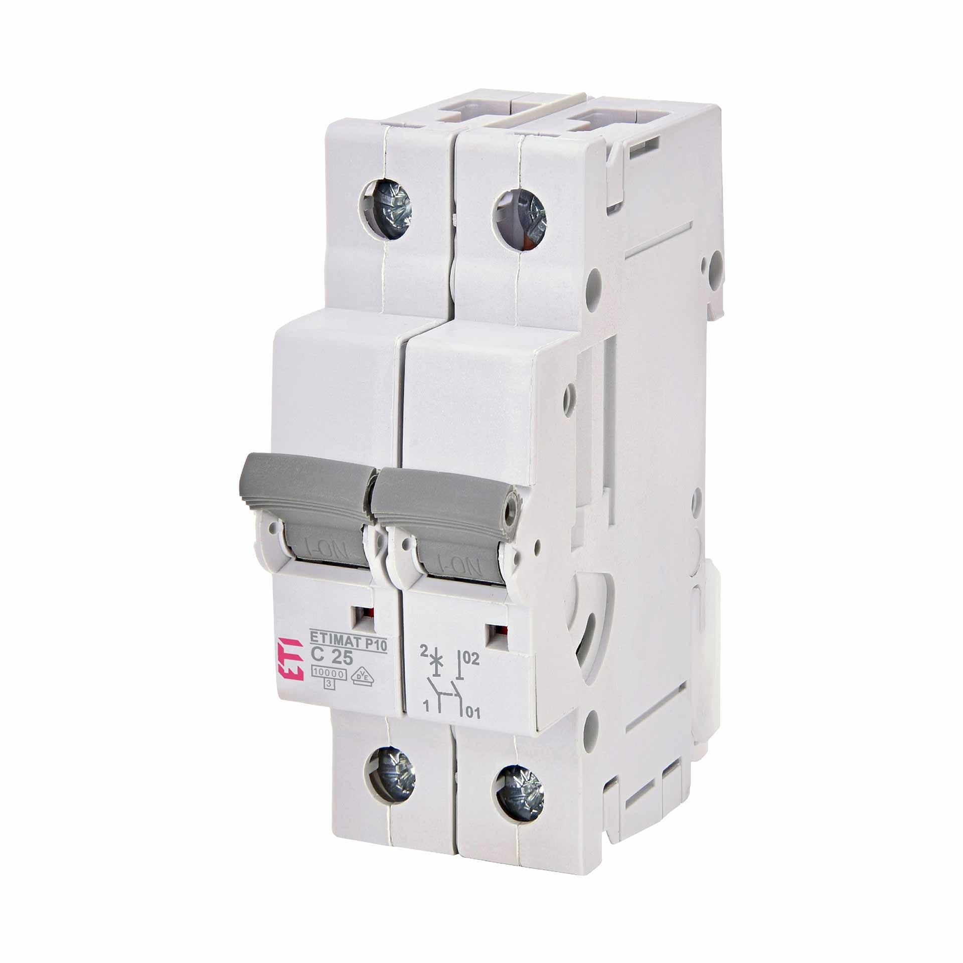 Disjoncteur, ETIMAT P10, 1 pôle+N, caractéristique C / 25A,, 10kA Disjoncteur, ETIMAT P10, 1 pôle+N, caractéristique C / 25A,, 10kA