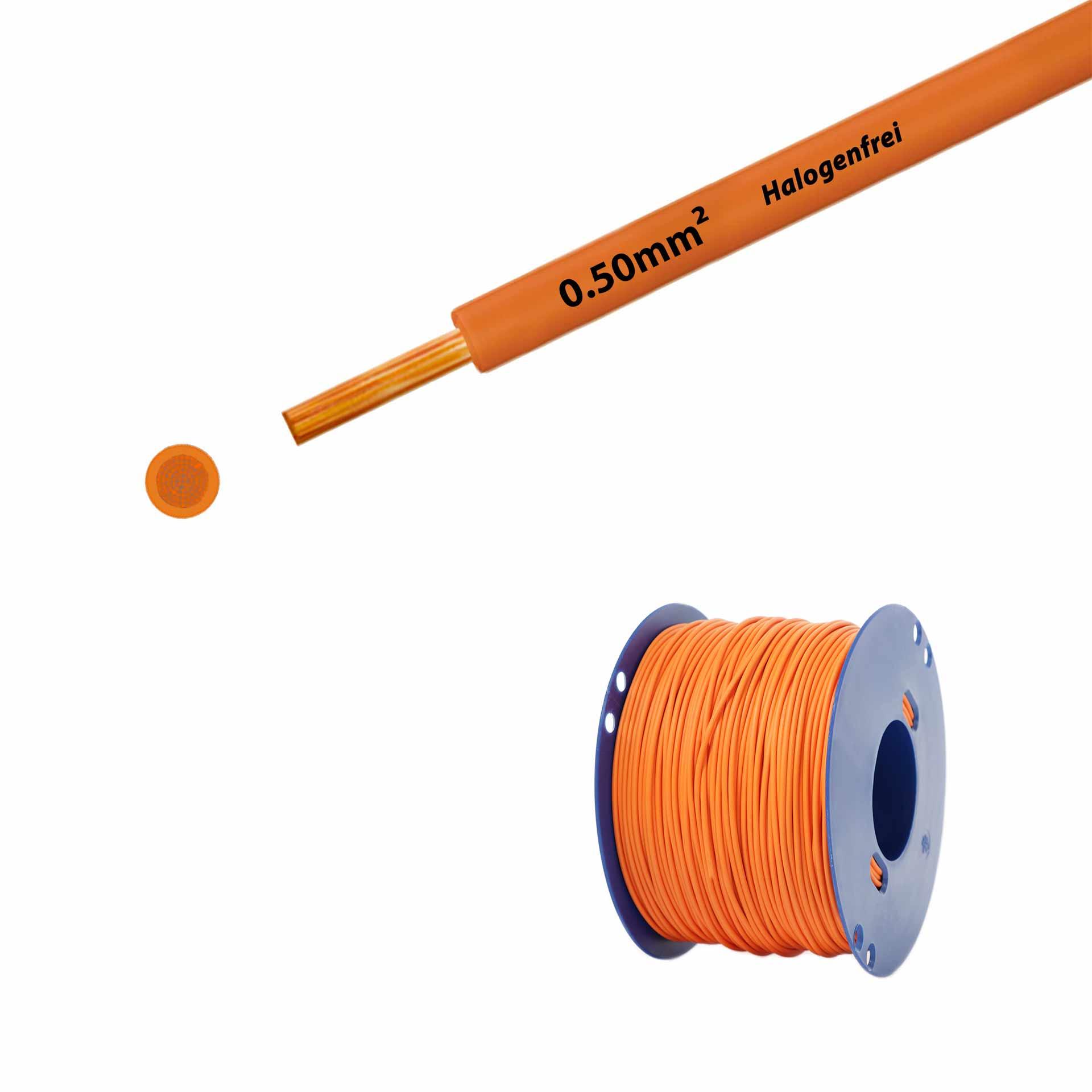 Cavo a trefoli senza alogeni 90° C, 500 V, 0,50 mm2, arancione (RAL 2003), su bobina di plastica