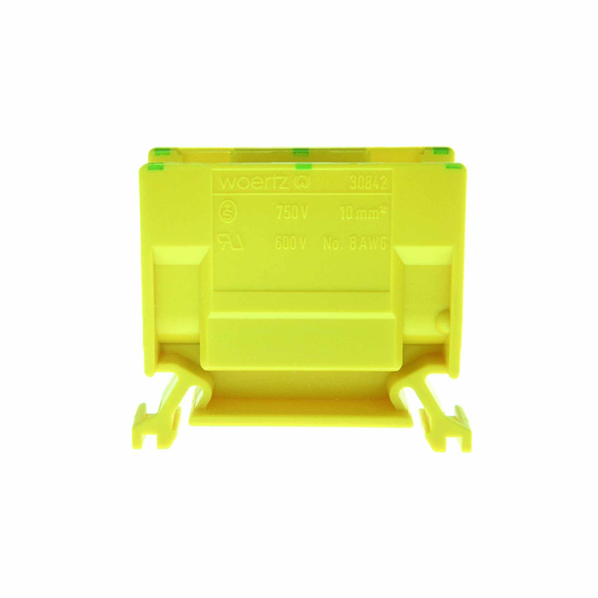 Terminale di derivazione DIN35 10mm², 2 conduttori, verde-giallo Terminale di derivazione DIN35 10mm², 2 conduttori, verde-giallo