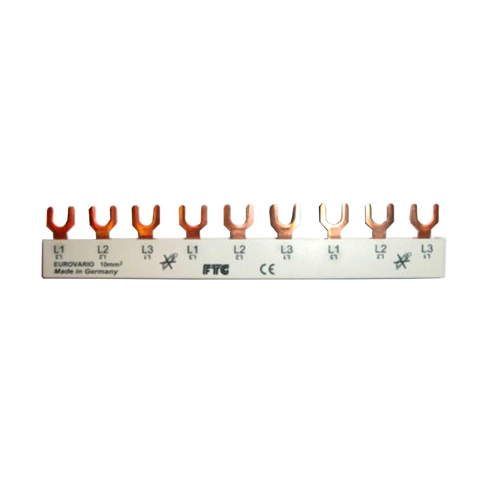 Sbarra di fase a forcella isolata 10mm2, 63A (3x3P-3MOD) P-P= 17,8 mm