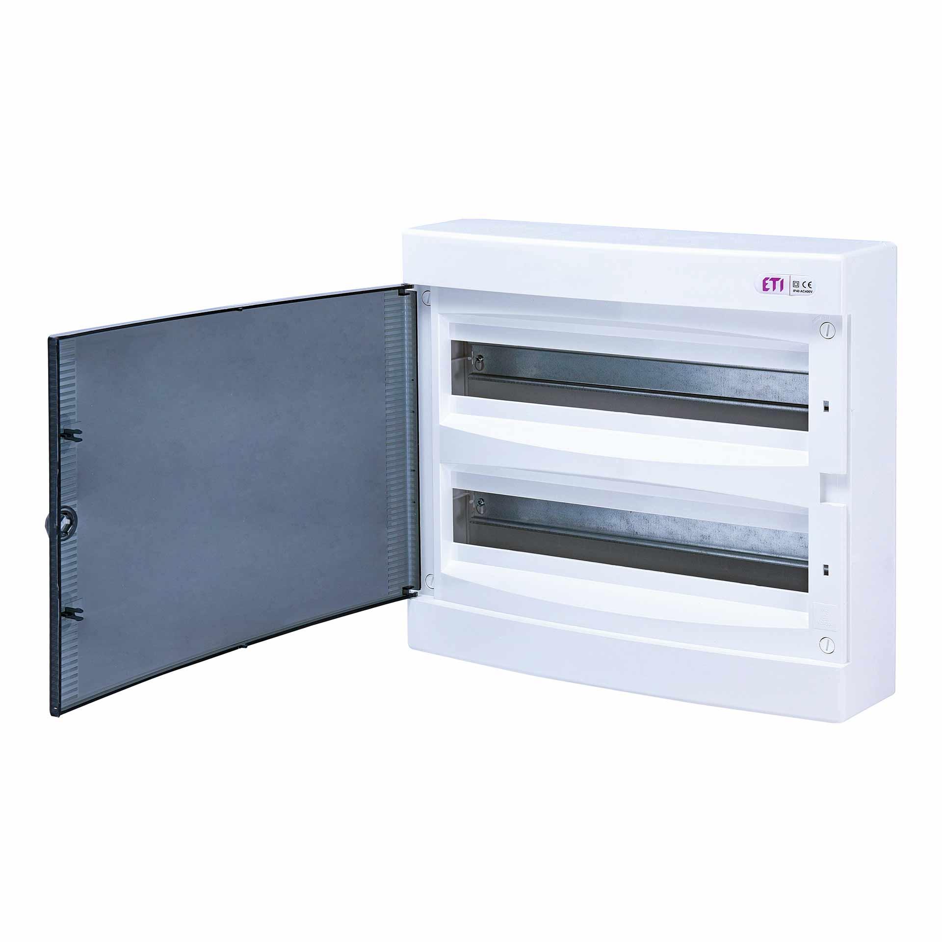 Distributore a parete con porta trasparente "ECT-36-PT", IP40, 2x18 moduli (36M)