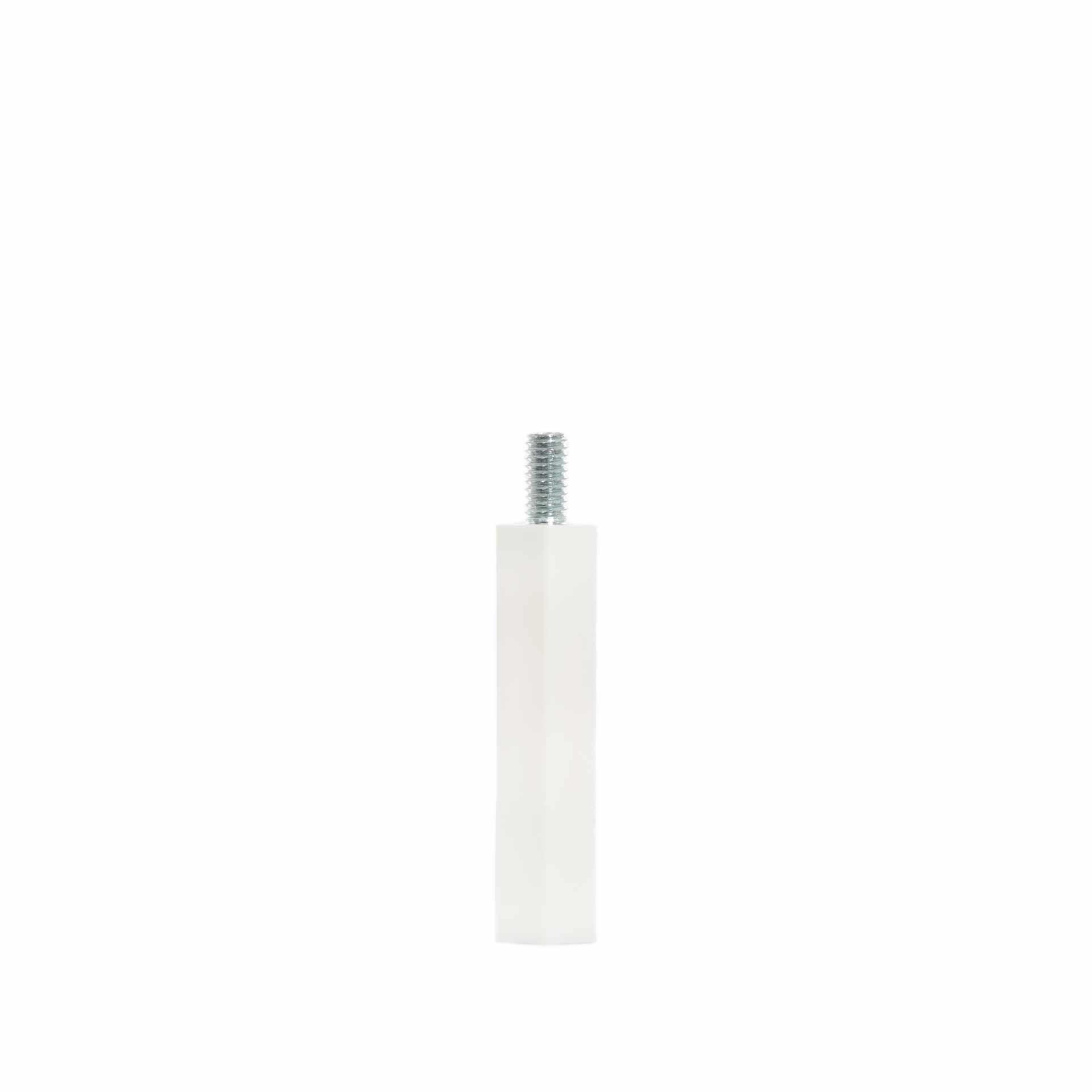Bullone distanziatore isolato M6, bianco, 55 mm, filettatura esterna 12 mm