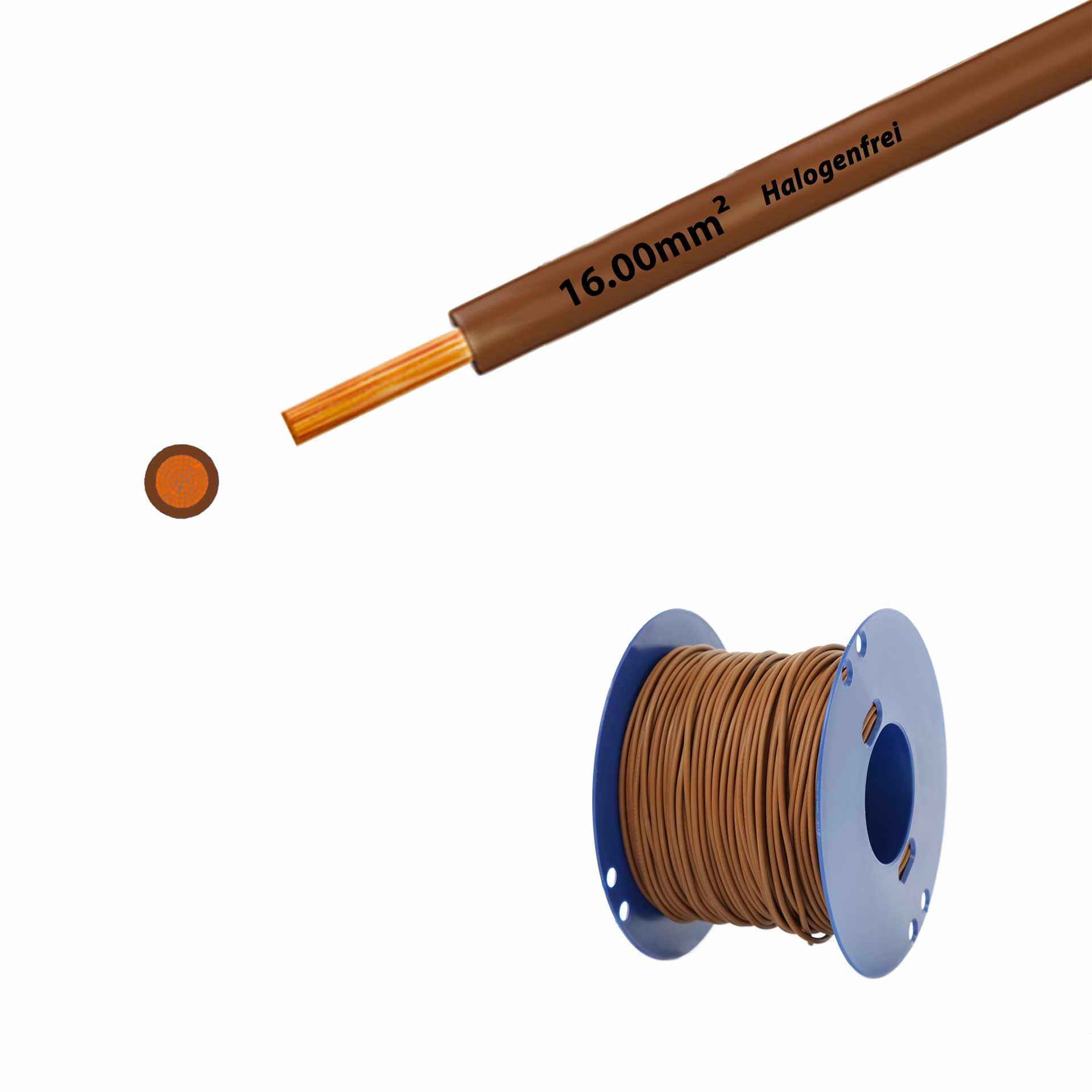 Cavo a trefoli senza alogeni 90° C, 750 V, 16,00 mm2, marrone (RAL 8003), su bobina di plastica