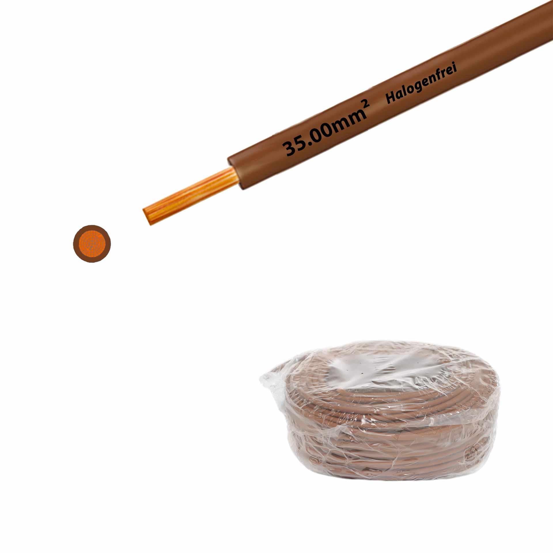 Cavo a trefoli senza alogeni 90° C , 750 V, 35,00 mm2, marrone (RAL 8003), su anello Cavo a trefoli senza alogeni 90° C , 750 V, 35,00 mm2, marrone (RAL 8003), su anello