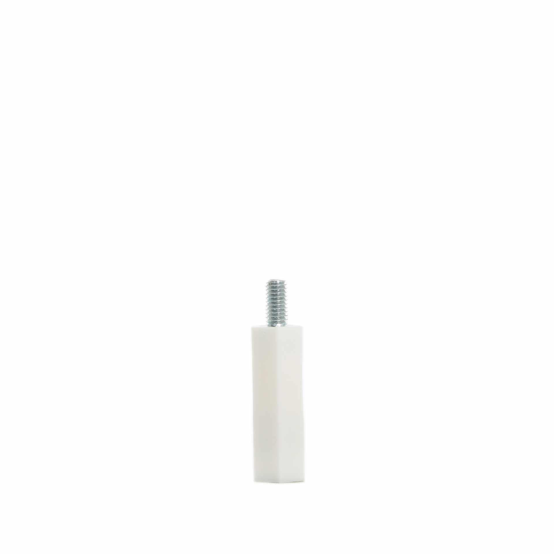 Bullone distanziatore isolato M6, bianco, 35 mm, filettatura esterna 12 mm